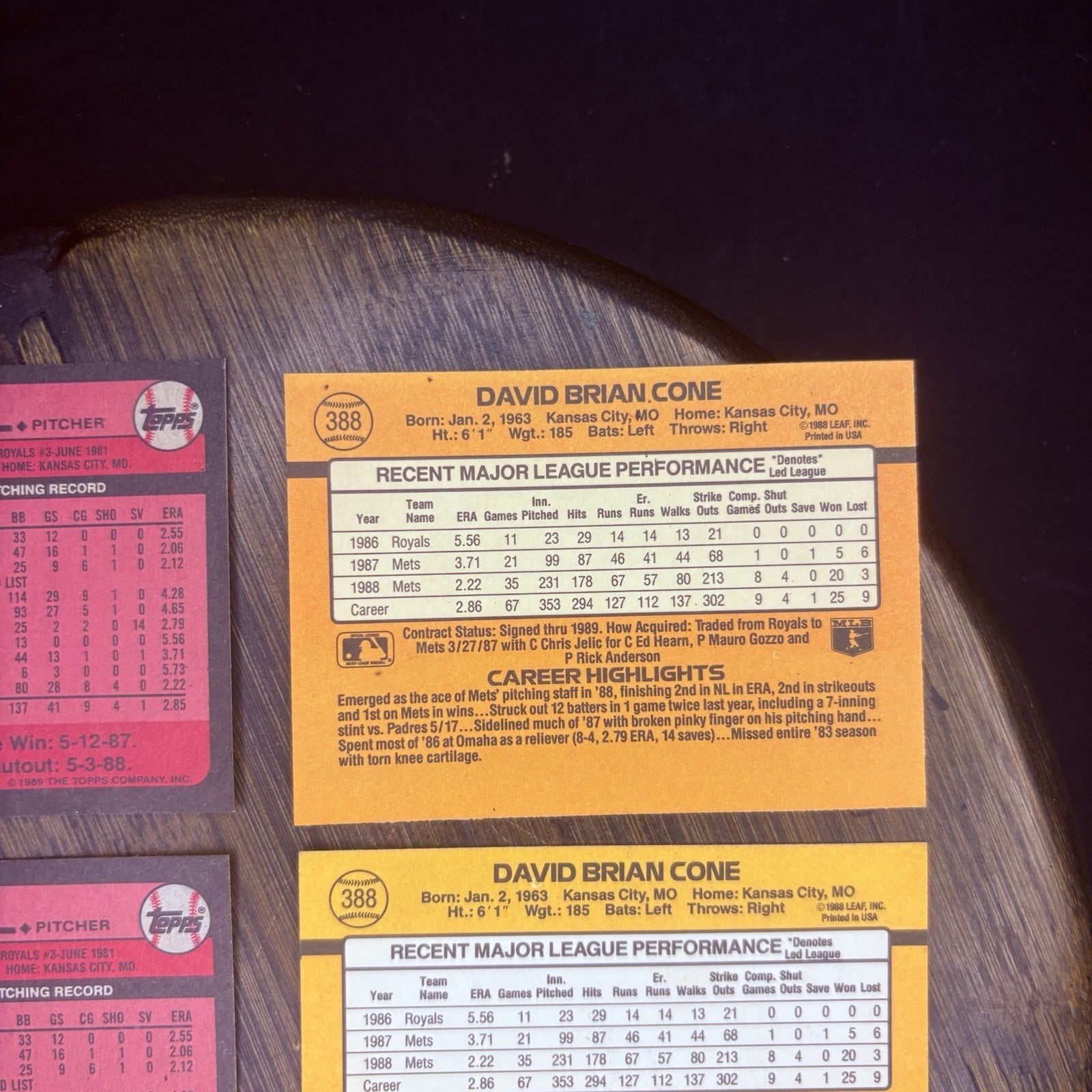 1989 David Cone (Lot Of 13) Trading Cards no. 9, #636, #388, #71017