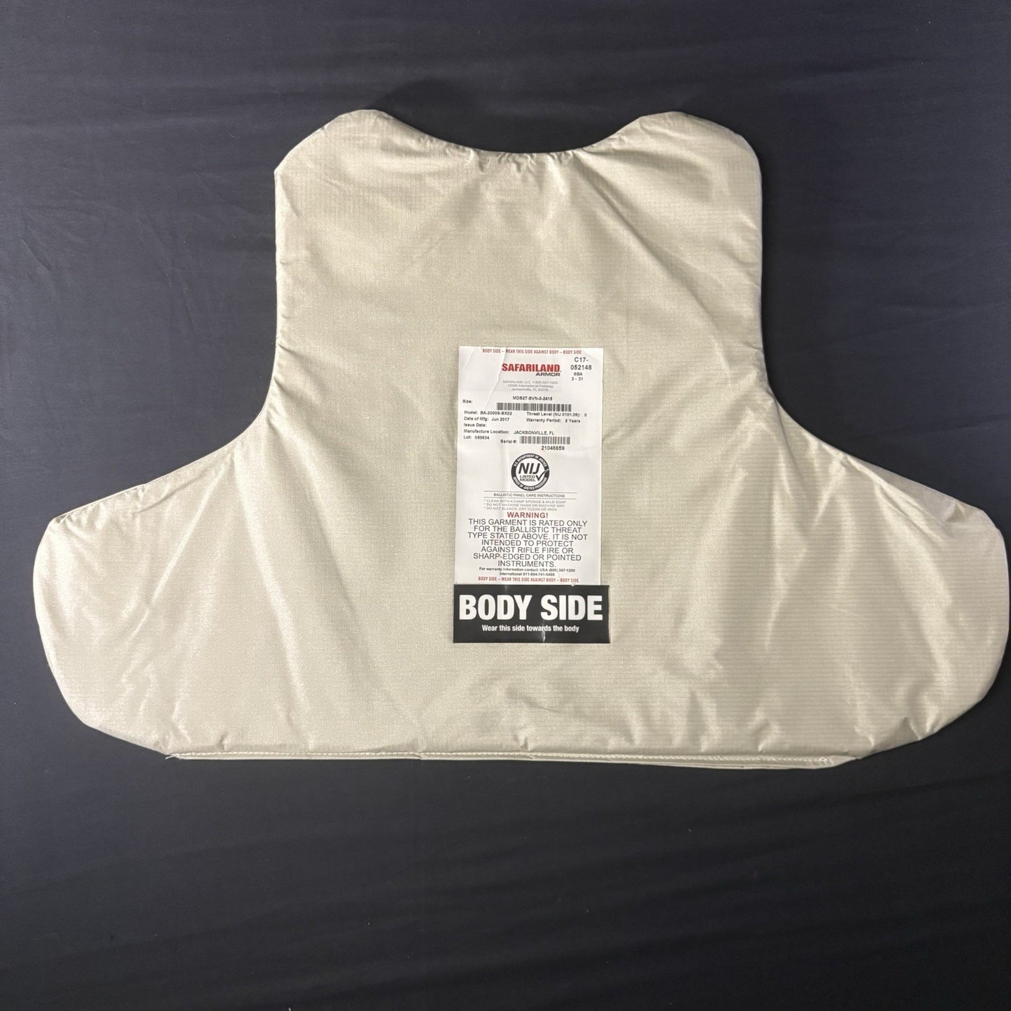 Safariland SX Level 2(II) Armor Size X-Large XL Thinnest Lightest Bullet Proof7