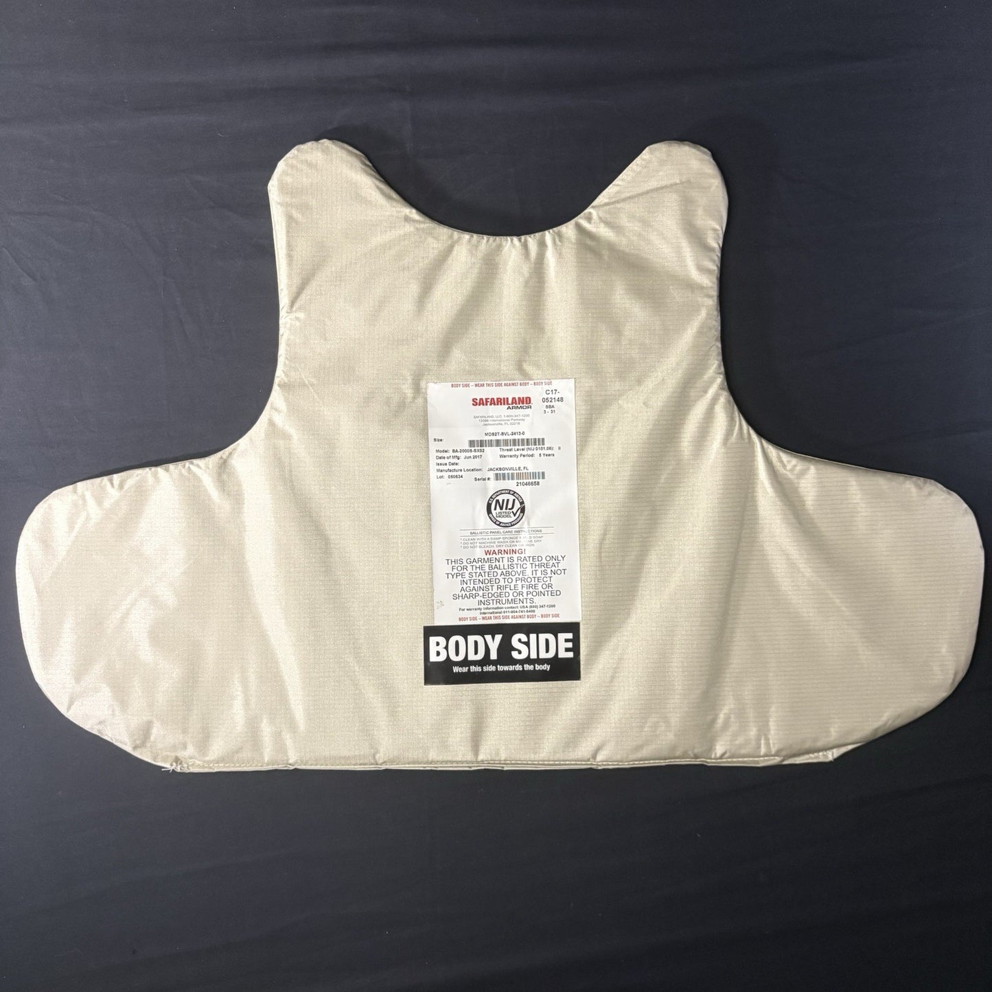 Safariland SX Level 2(II) Armor Size X-Large XL Thinnest Lightest Bullet Proof2