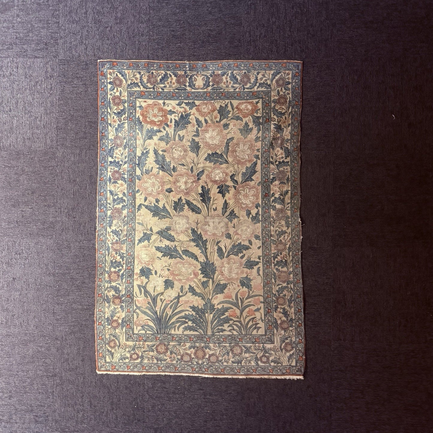 Semi-Antique Distressed  Hand Knotted Rug 5x7 Floral 306KPSI RARE Qomm Rug23