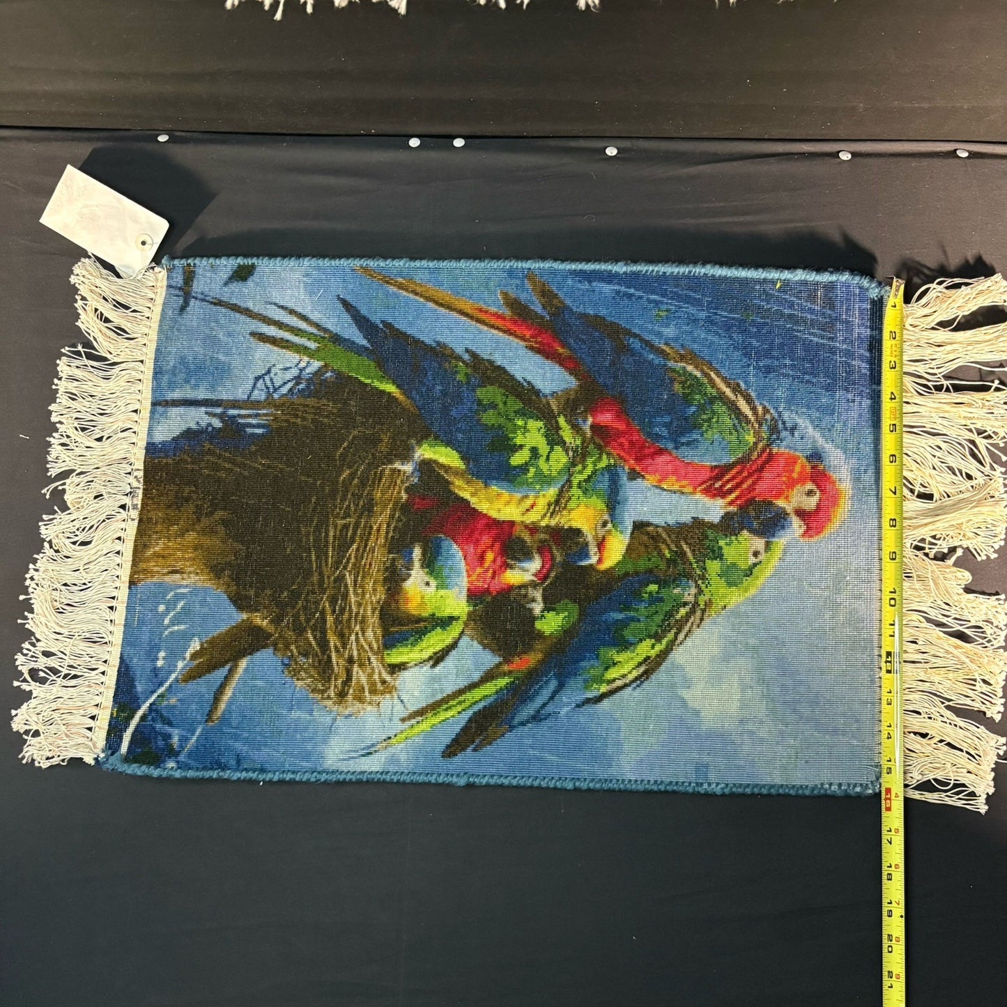 Persian Pictorial Rug Bird Hand Knotted 24”x16” 60X40cm 304KPSI w/Rug Hangers16
