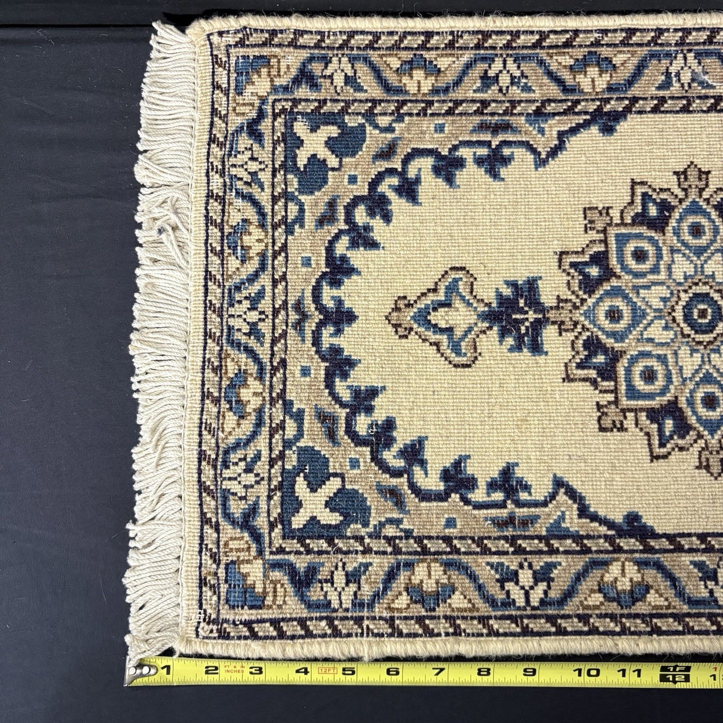 Persian Nain Rug Hand Knotted Blue Medallion 2'x1' or 24"x15" or 40cm X 60cm5