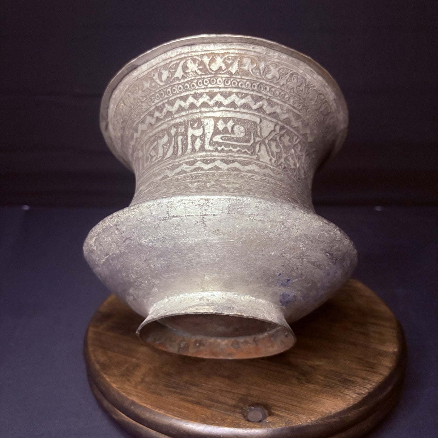 Qajar Era Copper Vessel Hand Hammered Islamic Calligraphy Tinned Late 1800s7