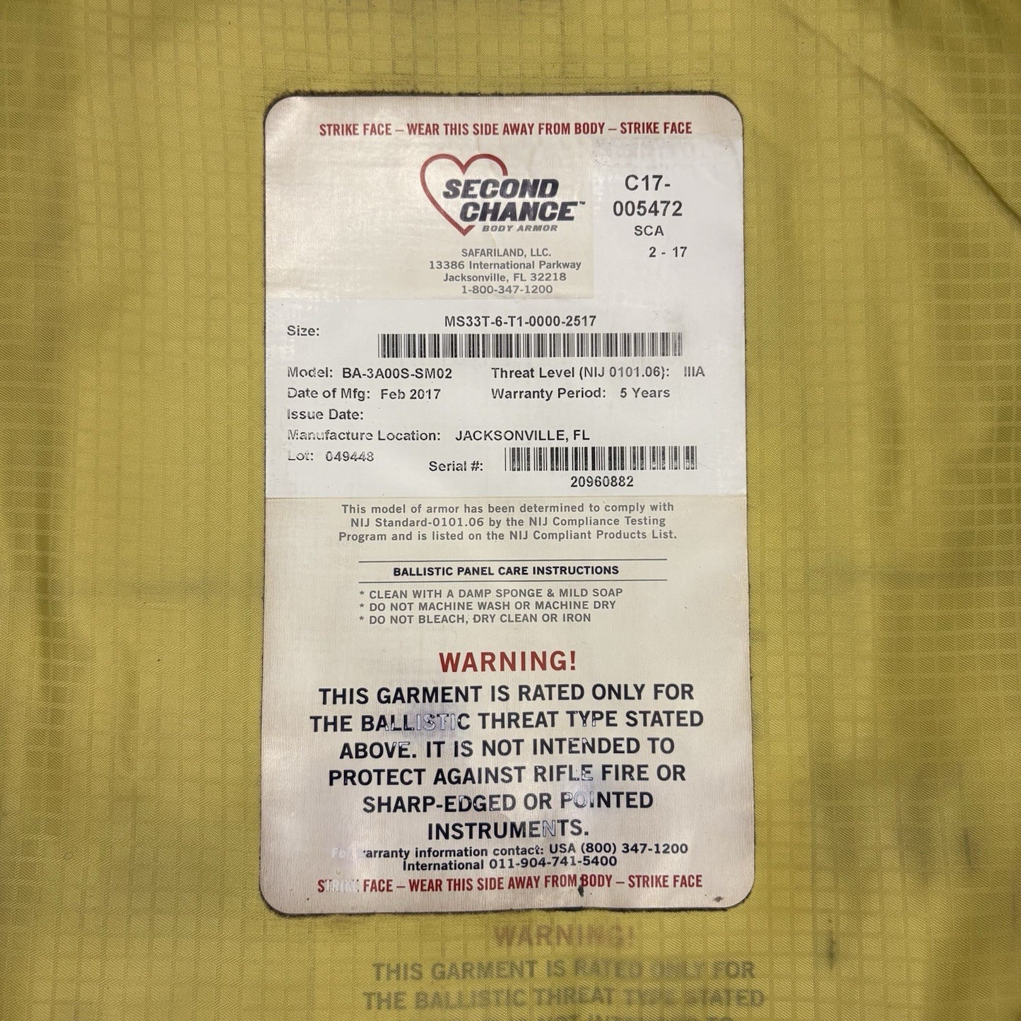 Second Chance 3A Bullet Proof Vest Size XXL Long IIIA Ballistic Concealed Armor8