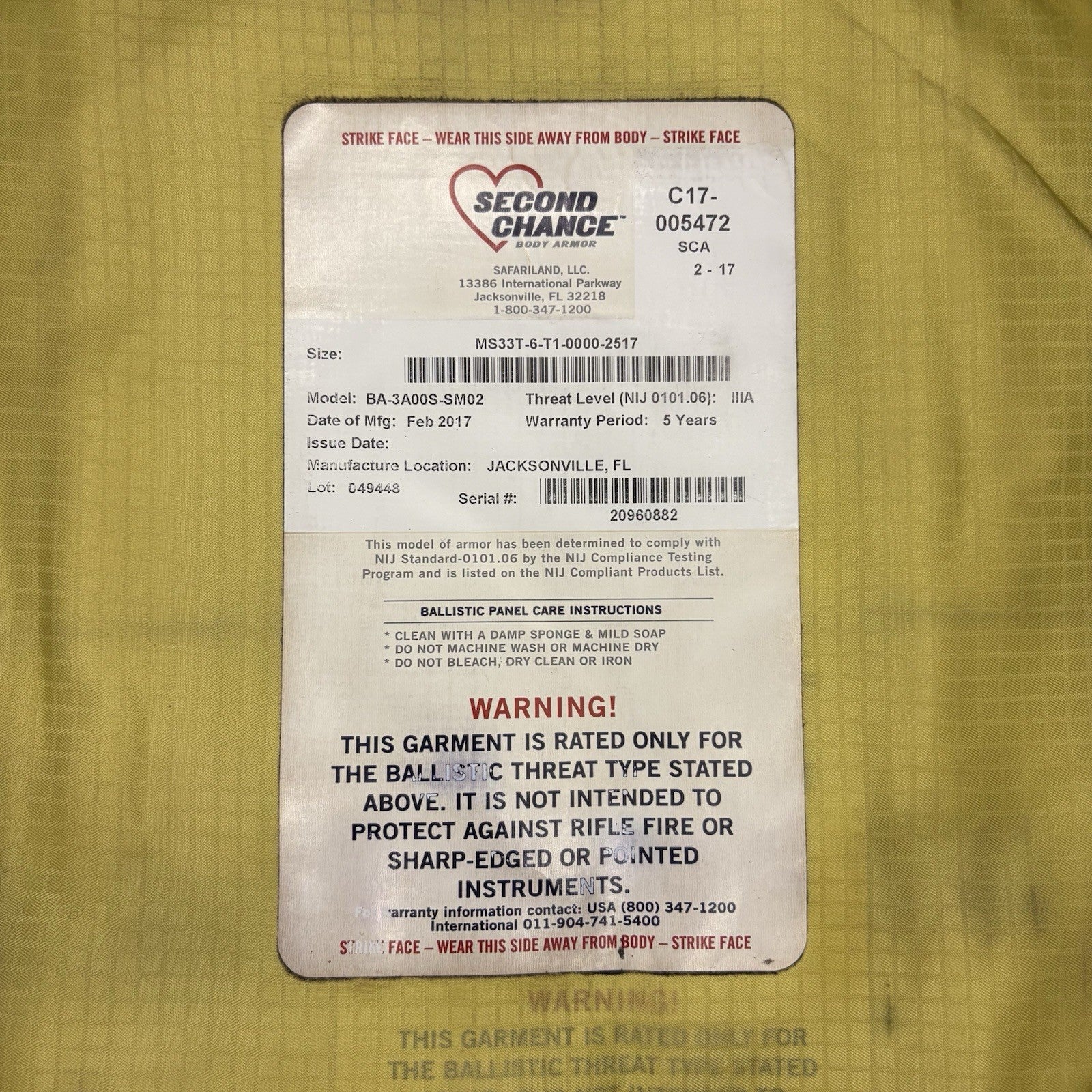 Second Chance 3A Bullet Proof Vest Size XXL Long IIIA Ballistic Concealed Armor8