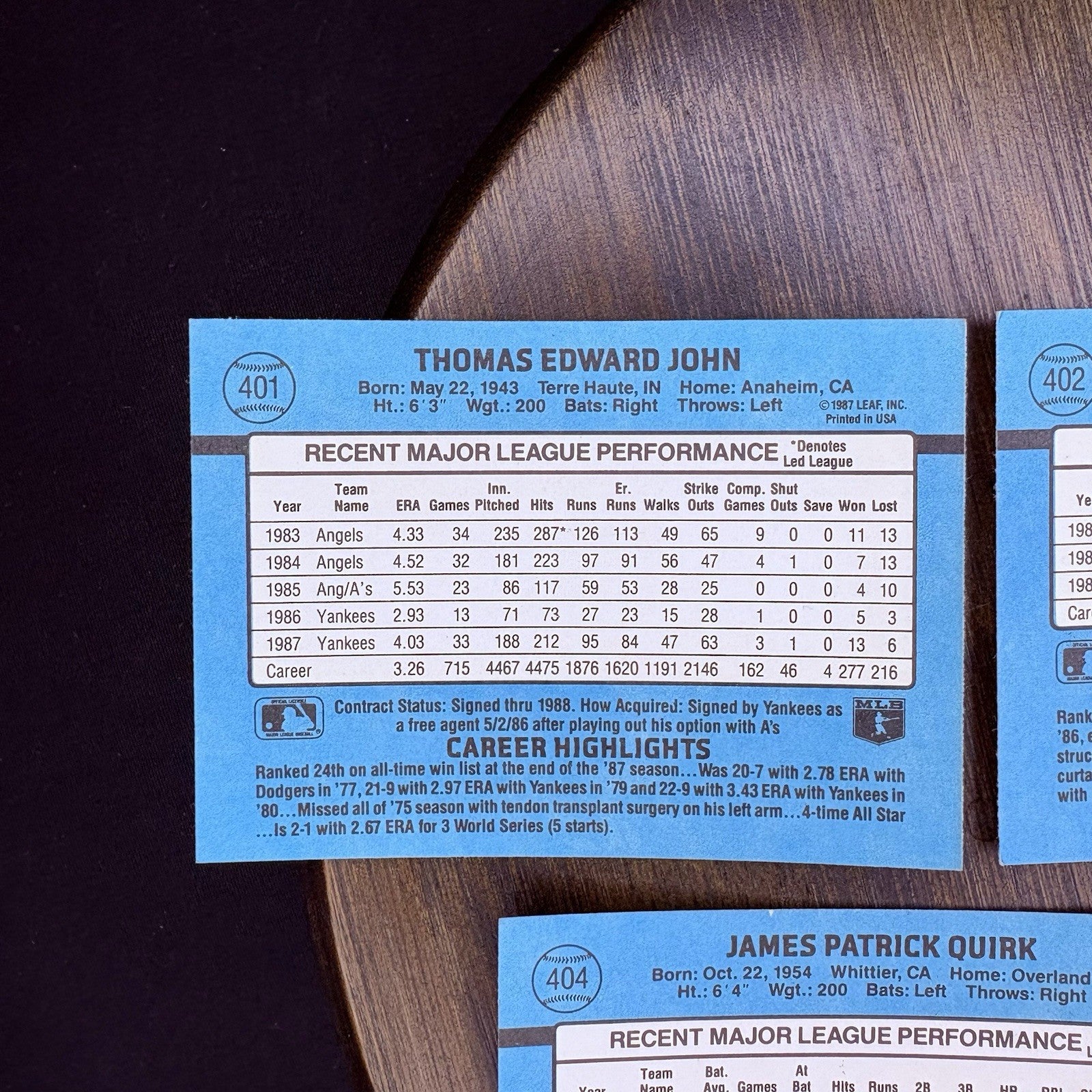 Donruss 1988 High Grade Cards #401, #402, #403, #404, #405 MLB Baseball (Lot 5)9