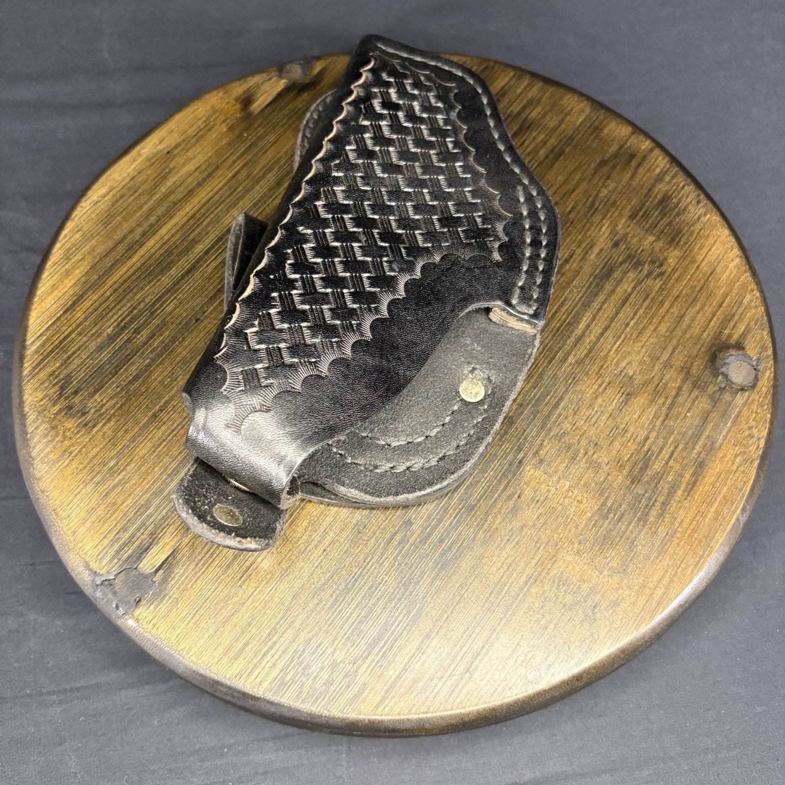 Tex Shoemaker 11PL Black Basket Leather OWB Paddle Holster For S&W K Revolver 3”4