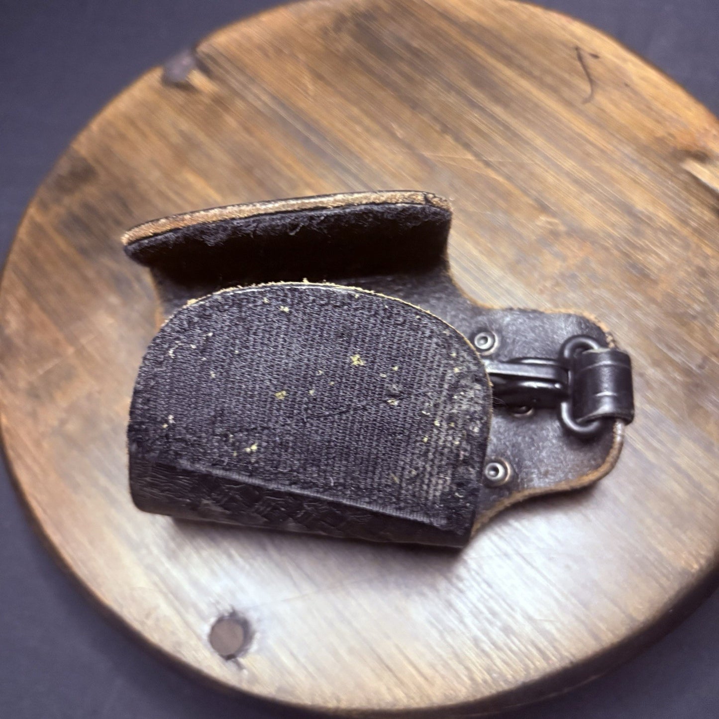 JS Leather Key Holder Basket Weave Quite Key Keeper With Clip6