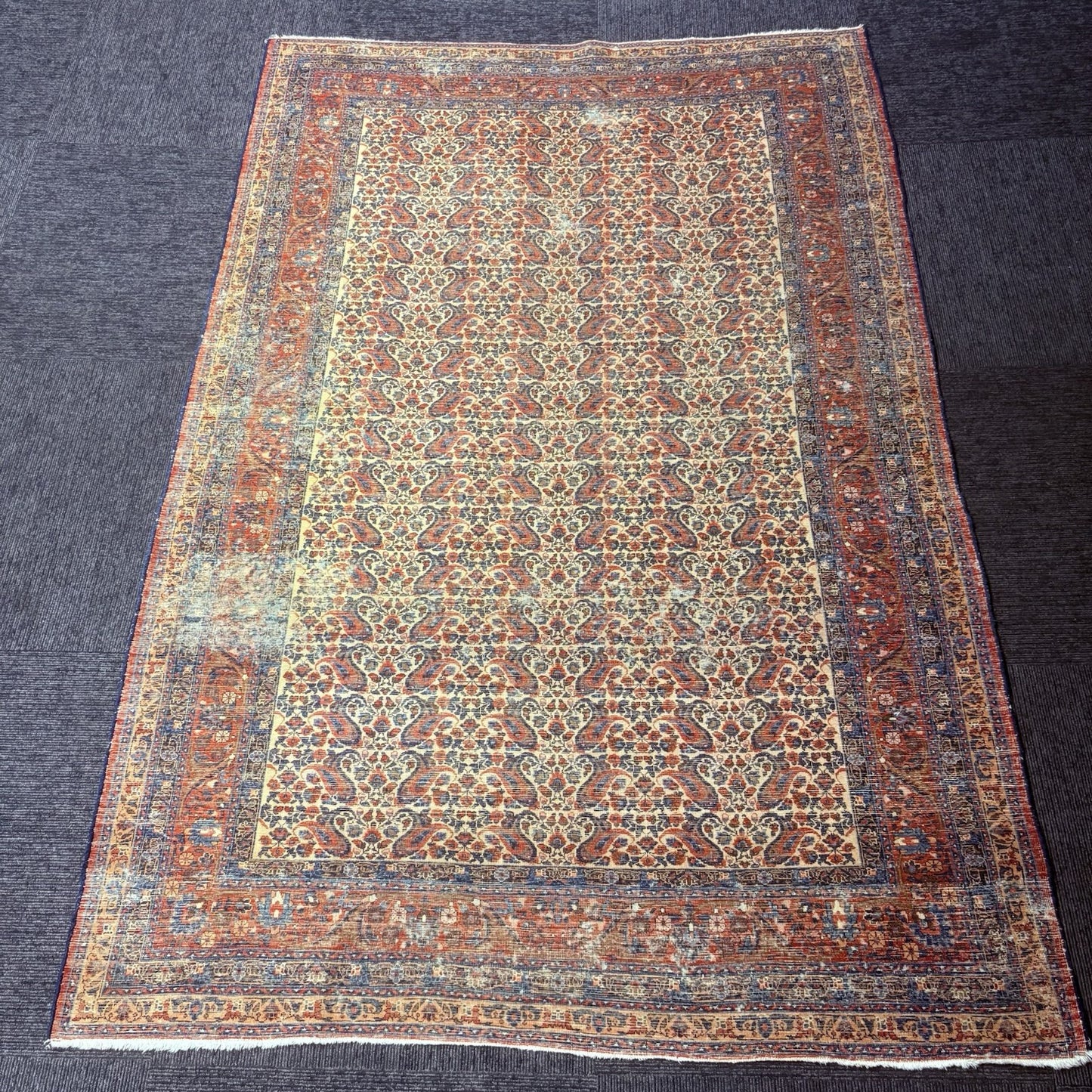 Antique 1910s Bidjar Hand Knotted Paisley Boteh Rug 5x7  342KPSI Natural Dye19