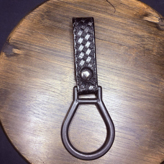 Bianchi Police Baton/ Flashlight Ring Holder Black Tooled Basket Weave Leather0