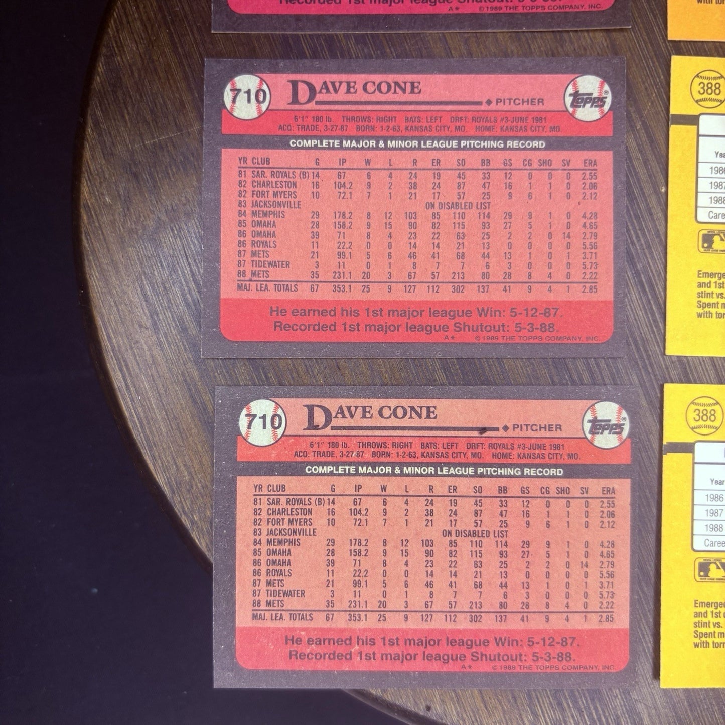 1989 David Cone (Lot Of 13) Trading Cards no. 9, #636, #388, #71015
