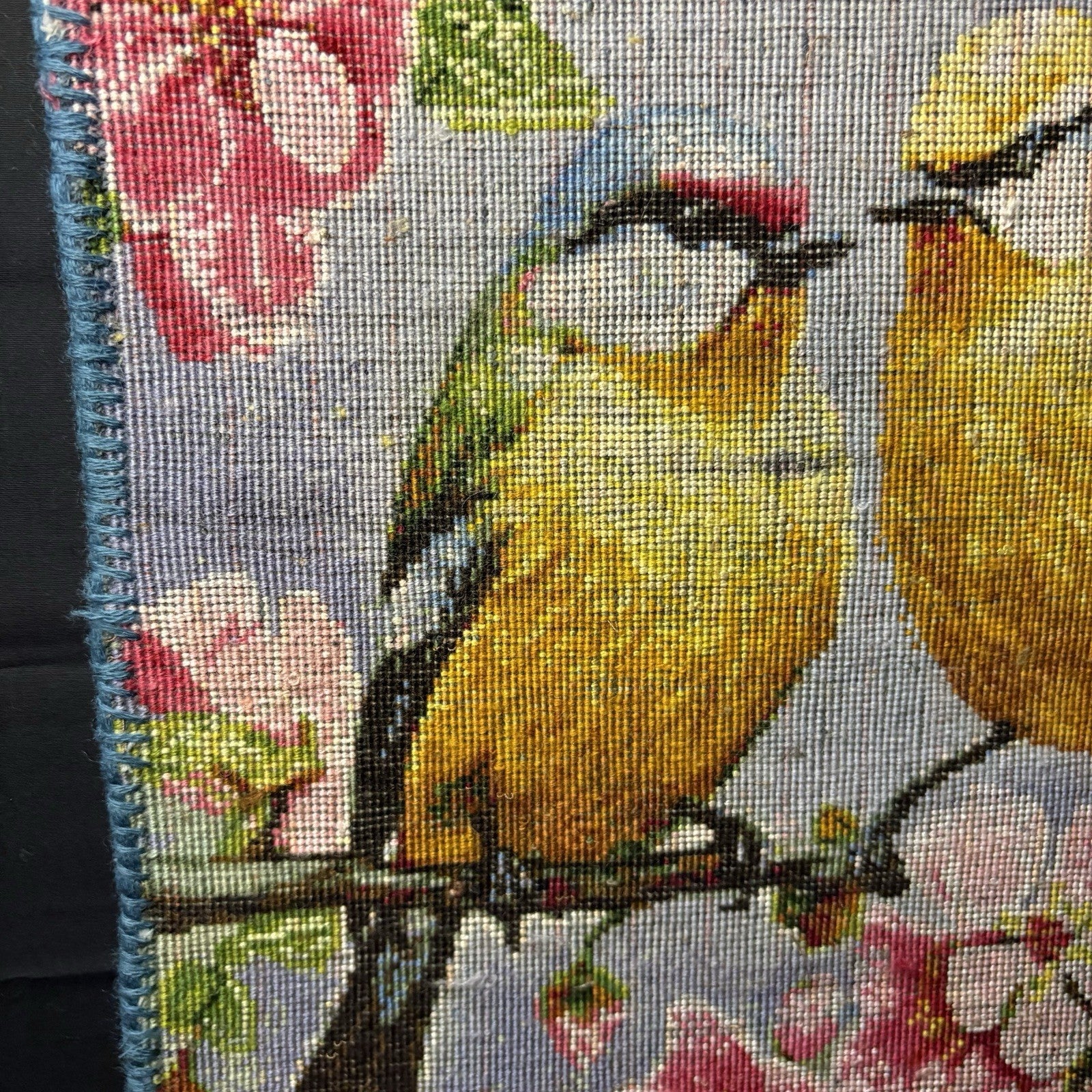 Per’sian Pictorial Rug Hand Knotted Birds & Flowers w/Silk 21”x15” w/Rug Hangers21