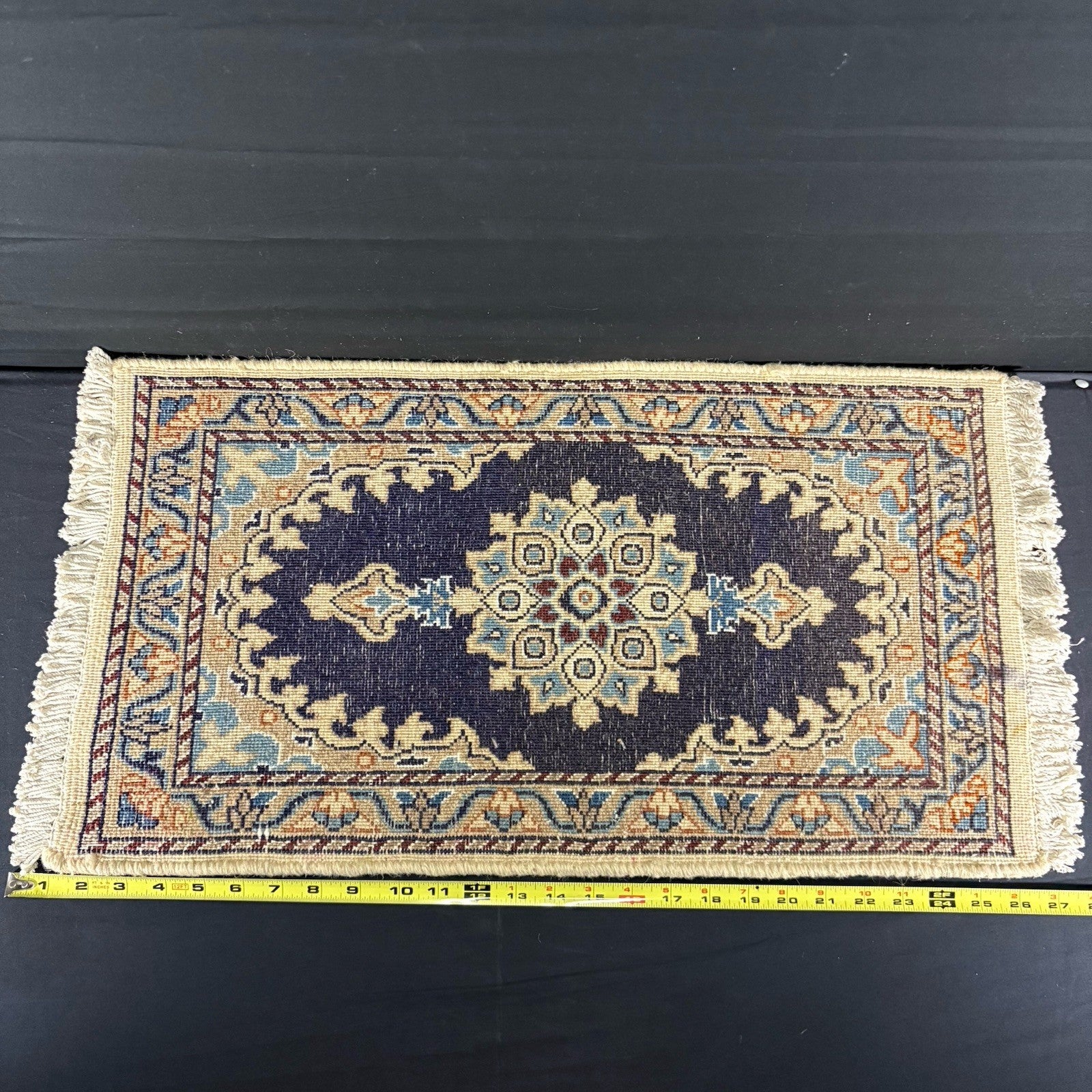 Persian Nain Rug Hand Knotted Blue Medallion 2'x1' or 26"x14" or 40cm X 60cm4