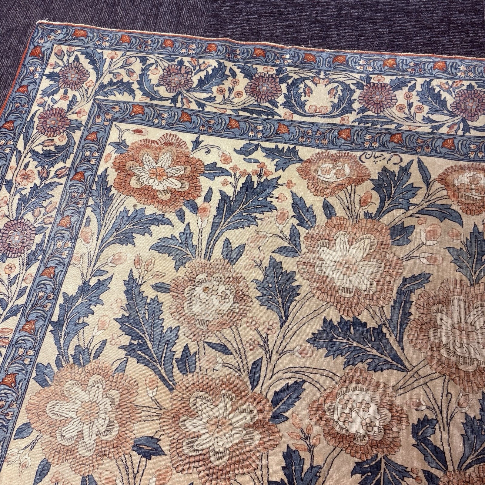 Persian Hand Knotted Qoom Rug SemiAntique Distressed 5x7 Floral 306KPSI RARE20