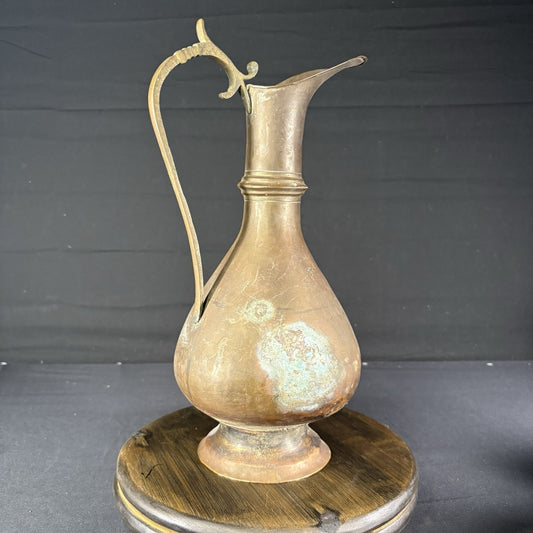Antique Persian Pitcher Middle Eastern Hand Hammered Brass Early 1900s (Broken)0