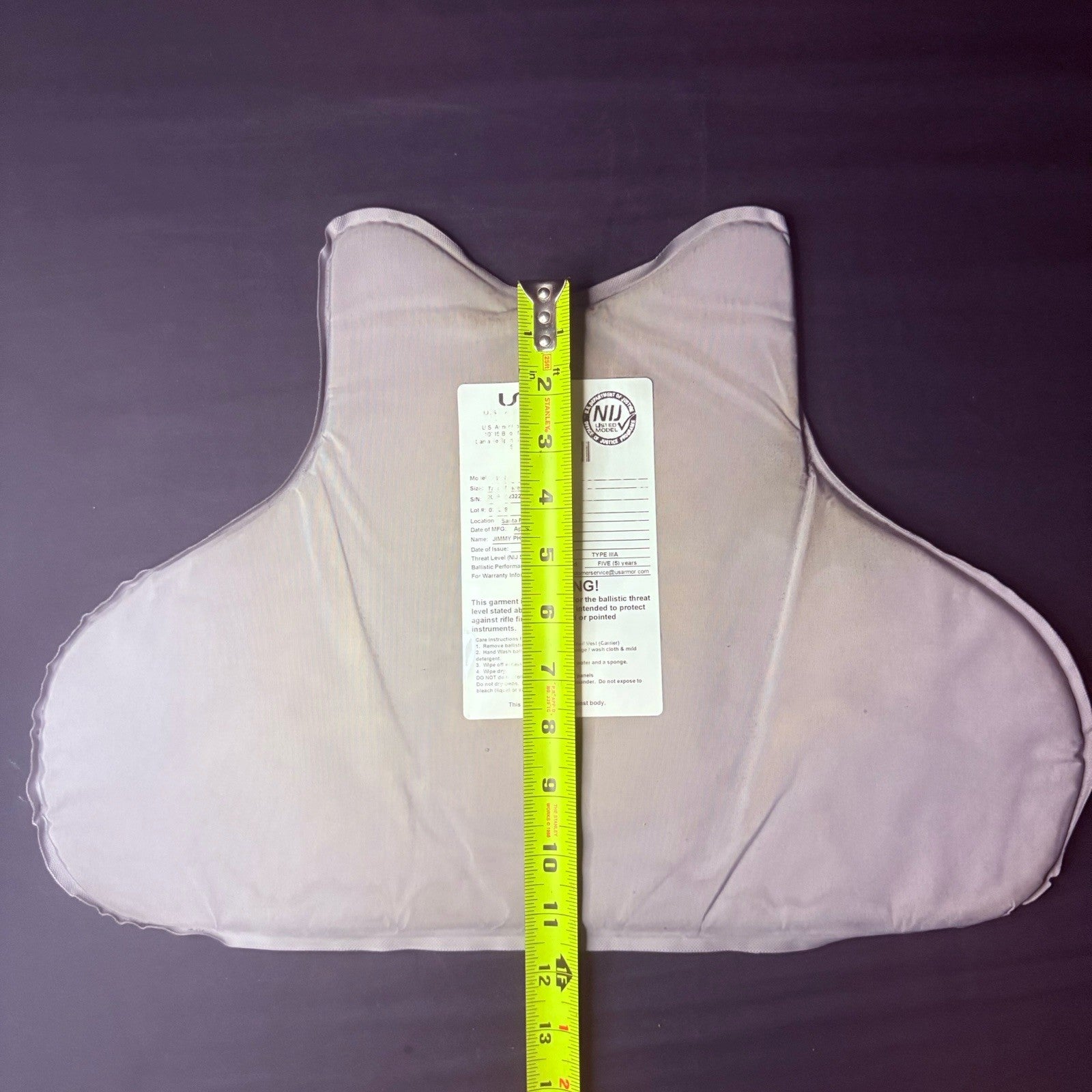 US Armor IIIA (3A) Bullet Proof Concealable Vest ~Size Medium~ 201911