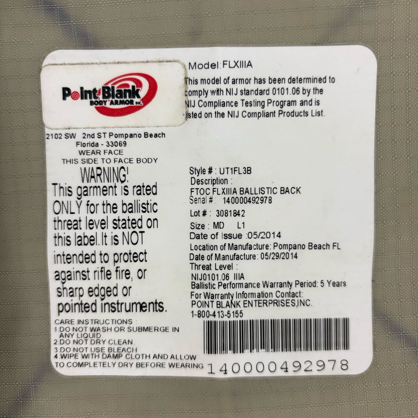 PB Carrier with Level 3A(IIIA) Soft Body Armor FLXIIIA Tactical OD Green Vest13