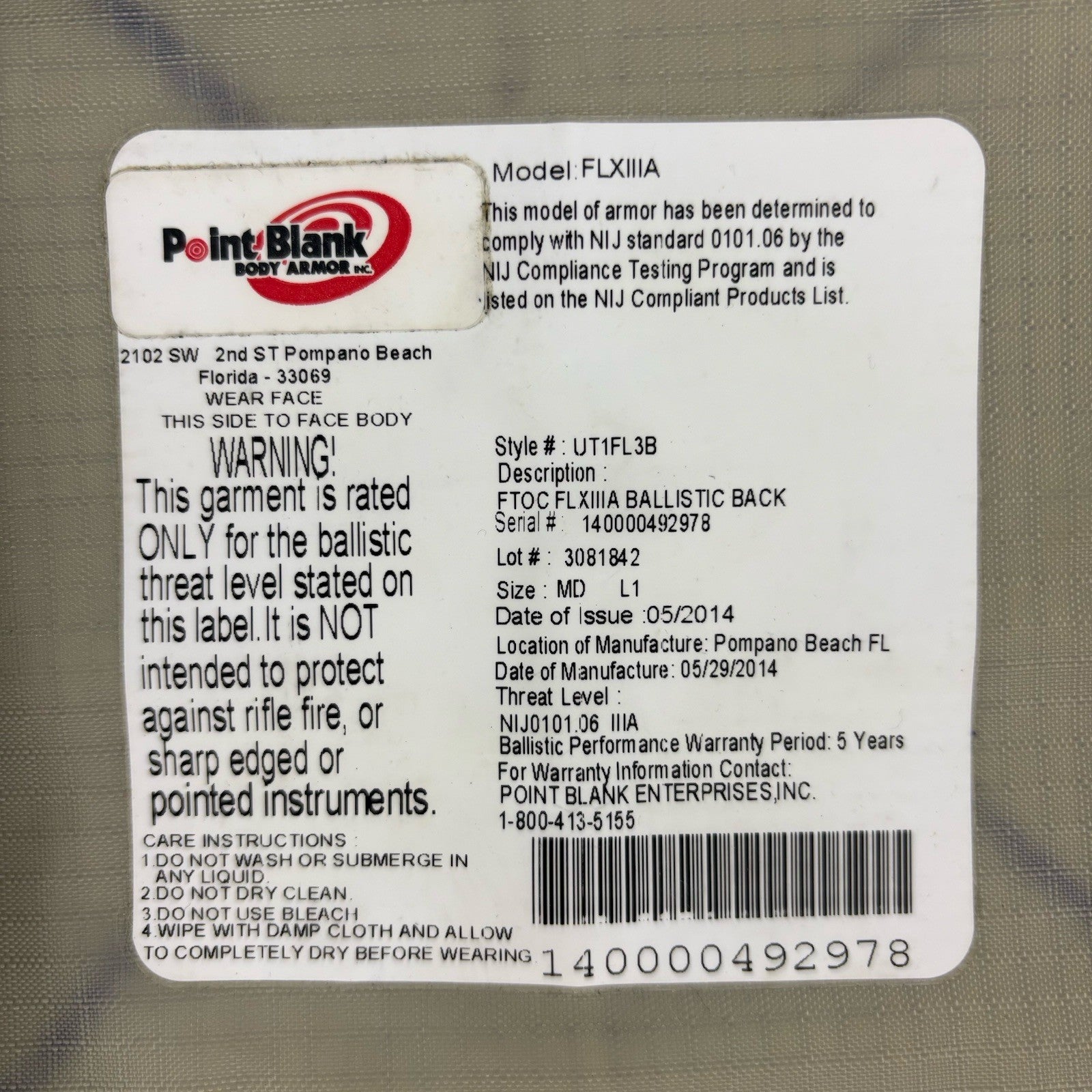 PB Carrier with Level 3A(IIIA) Soft Body Armor FLXIIIA Tactical OD Green Vest13