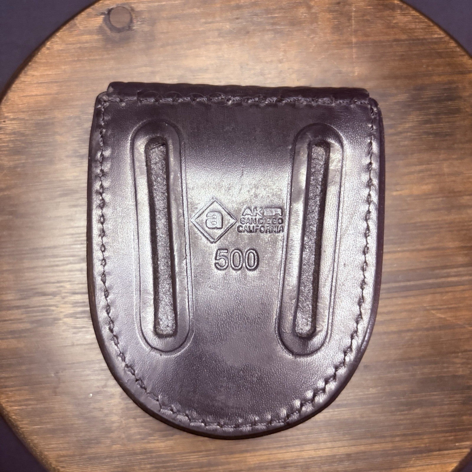 Aker 500 Handcuff Case, Leather Black Basket w/ Chrome Snap Weave Round2