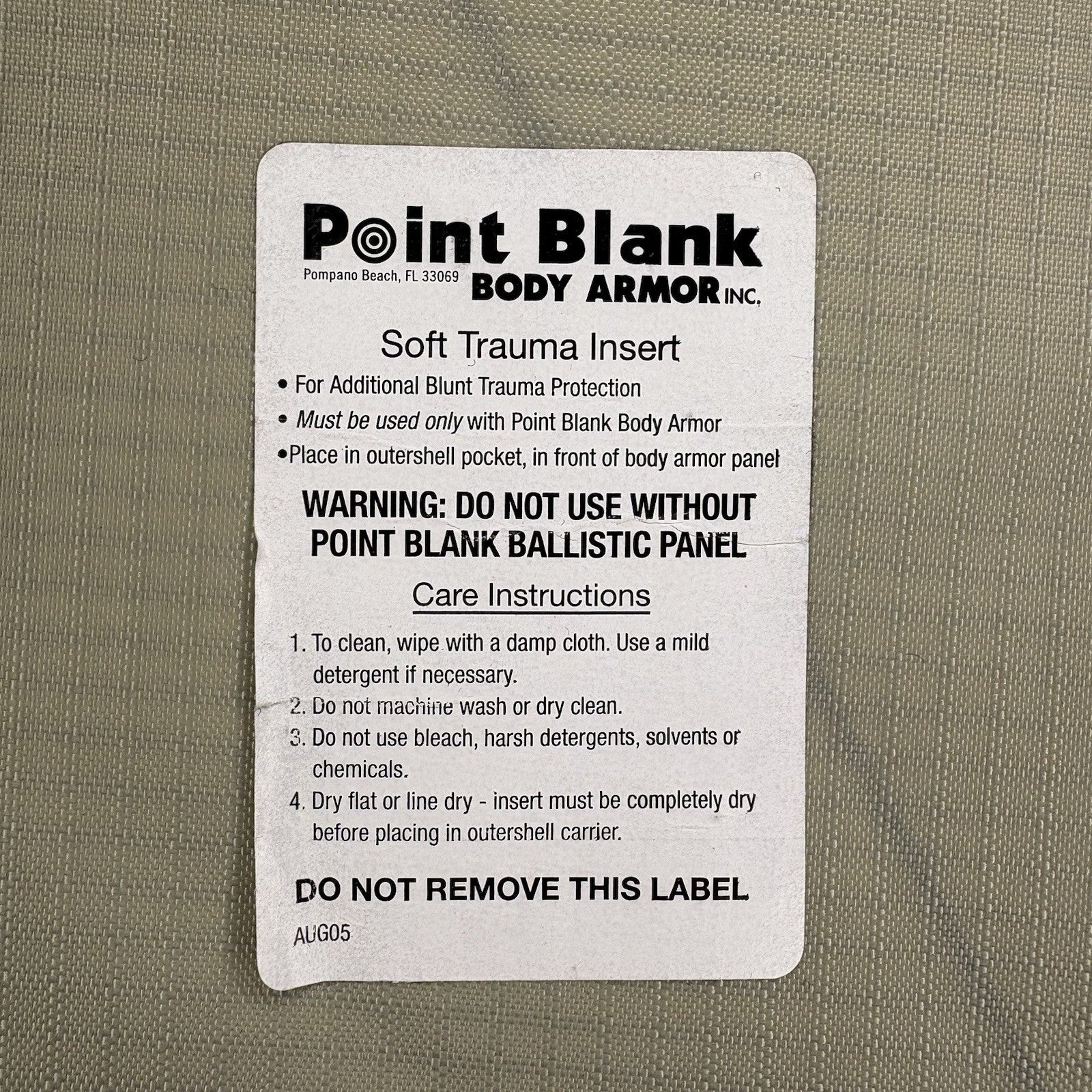 PB Trauma Plate Insert 5x8 Soft Ballistic Panel Body Armor1