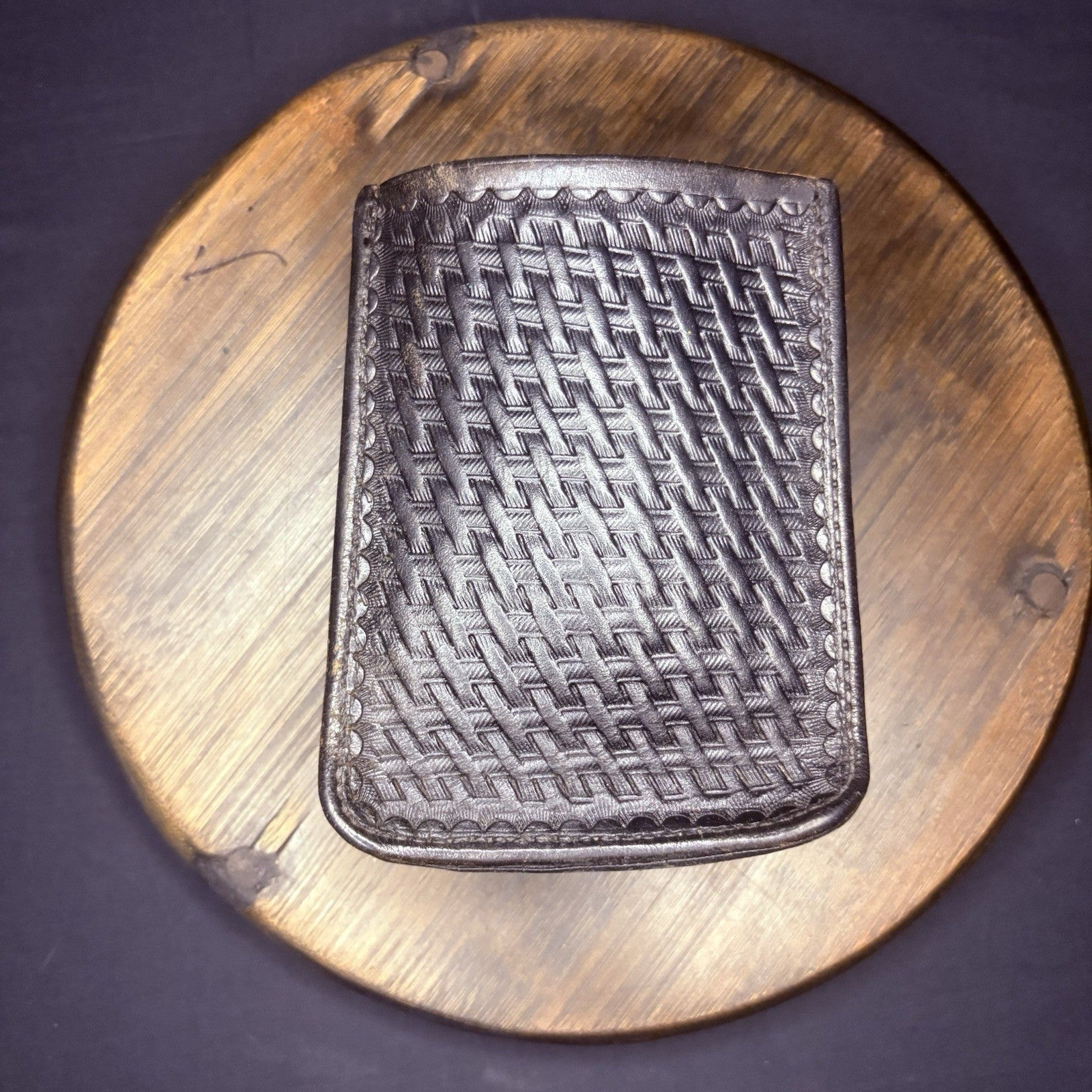 Ballard's Leather Co. Open Top Pouch w/Belt Loop Basket Weave 4"x 5"0