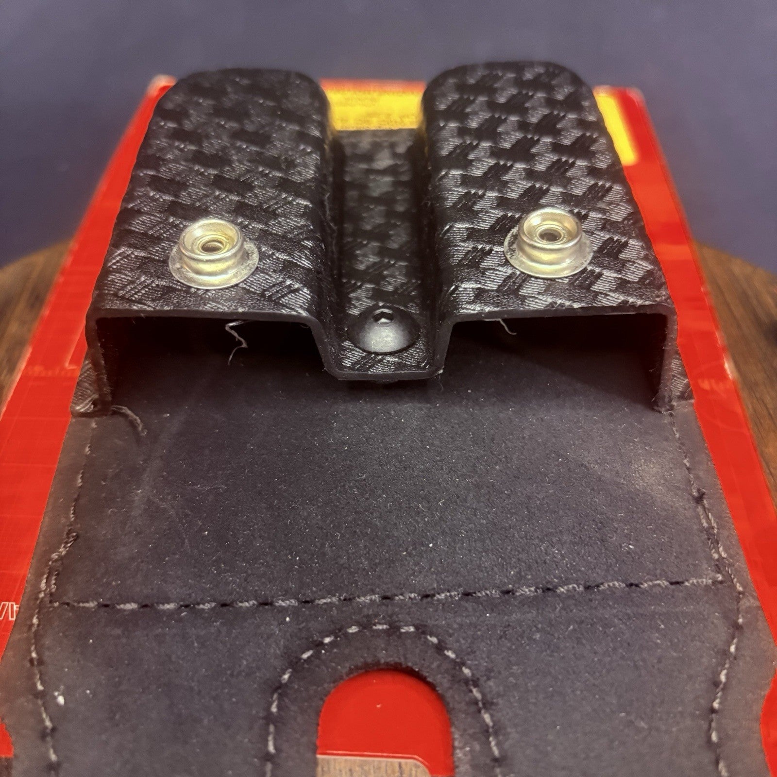 Safariland 77 Double Mag Pouch Leather Basket Weave Black Snap Glock 9mm .405