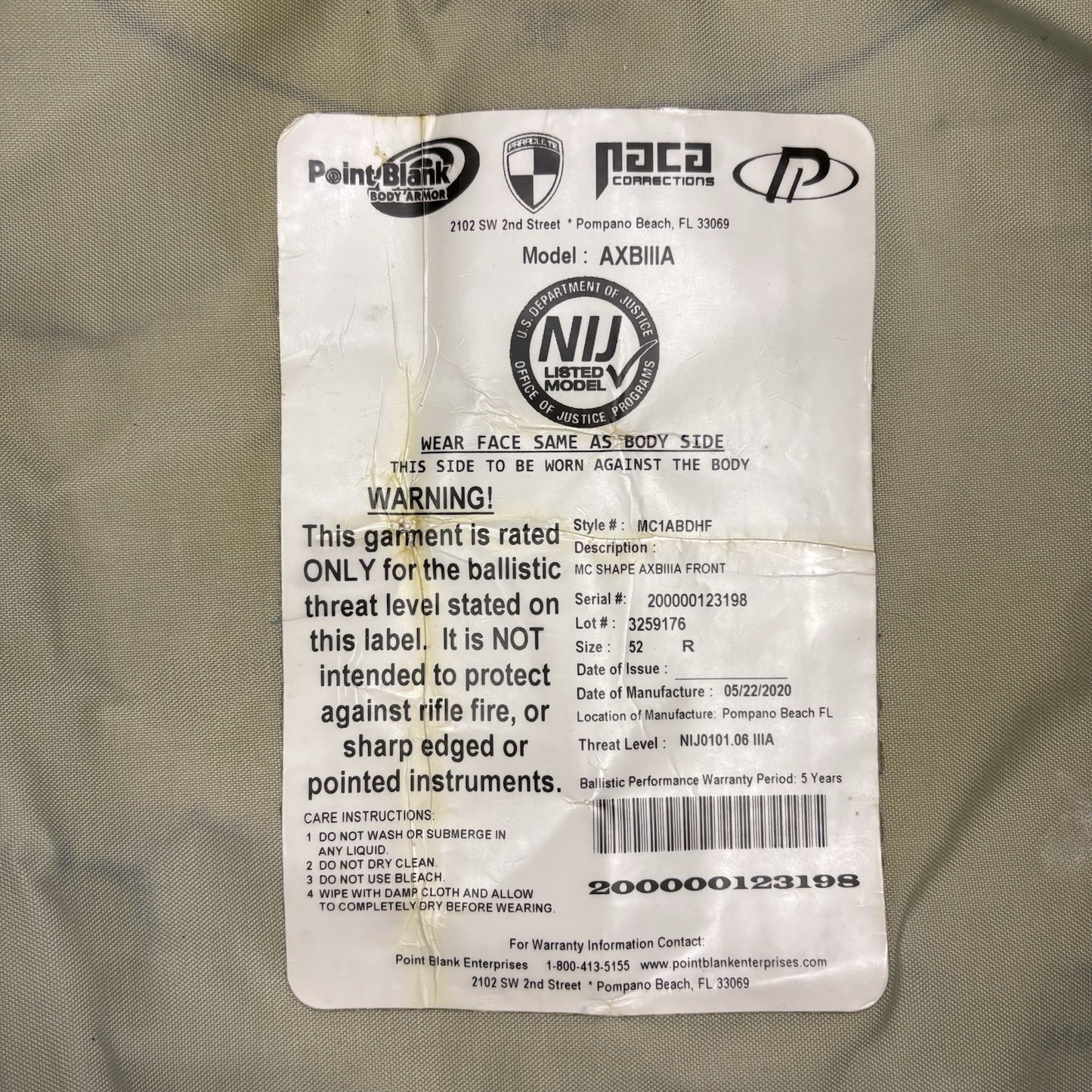 PB Armor Bullet Proof Vest 3A (IIIA) Size XL Short AXBIIIA ~2020~ Ballistic Vest9