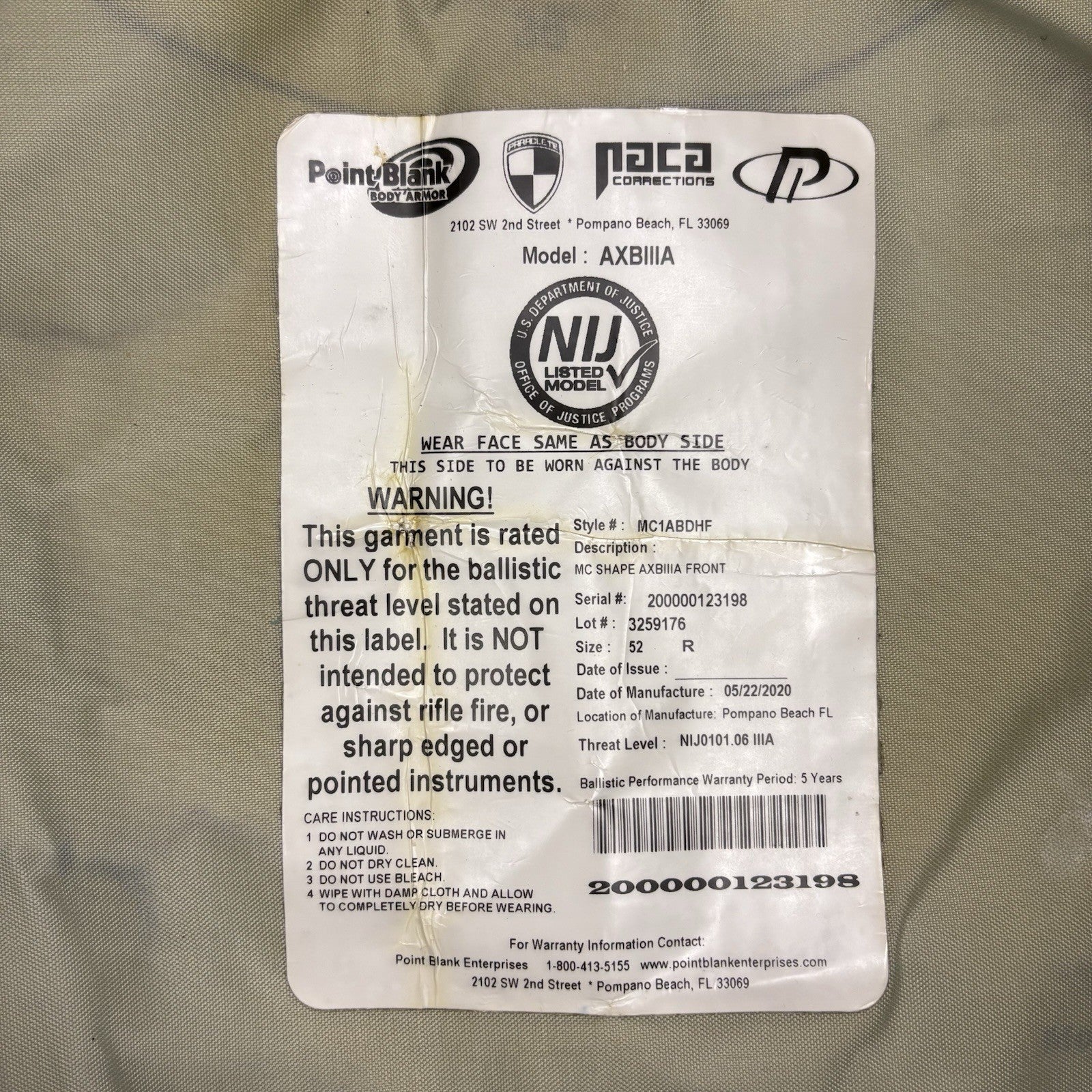 PB Armor Bullet Proof Vest 3A (IIIA) Size XL Short AXBIIIA ~2020~ Ballistic Vest9