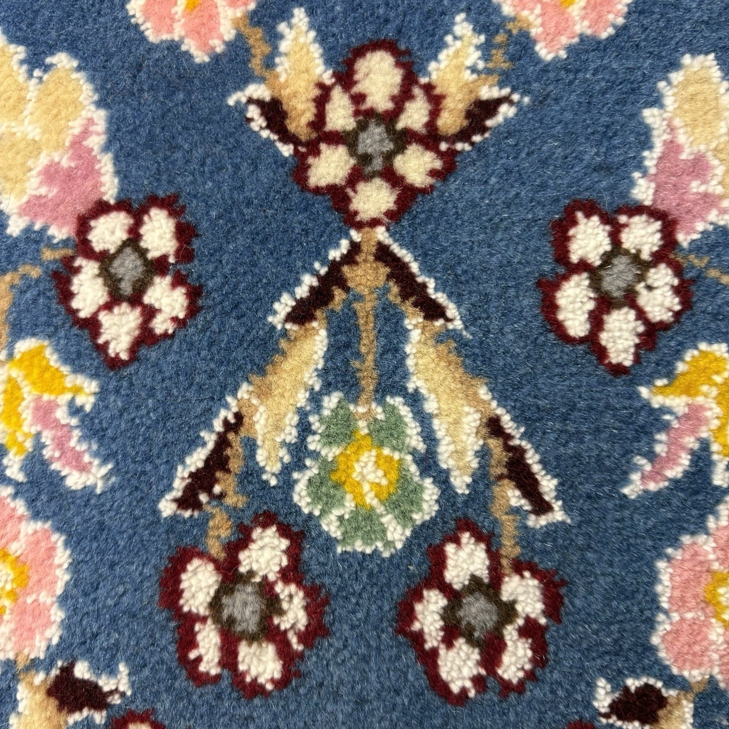 Hand Knotted Rug Heart Shape Purple w/Flowers 14”x13” VERY RARE13