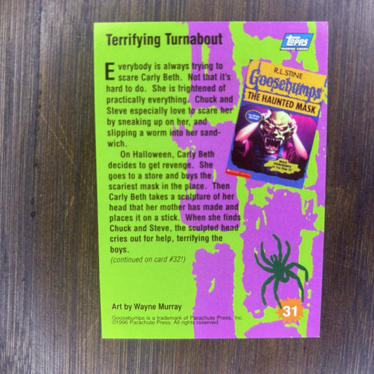 1996 Goosebumps Trading Card #31 "Terrifying Turnabout" High Grade Topps1