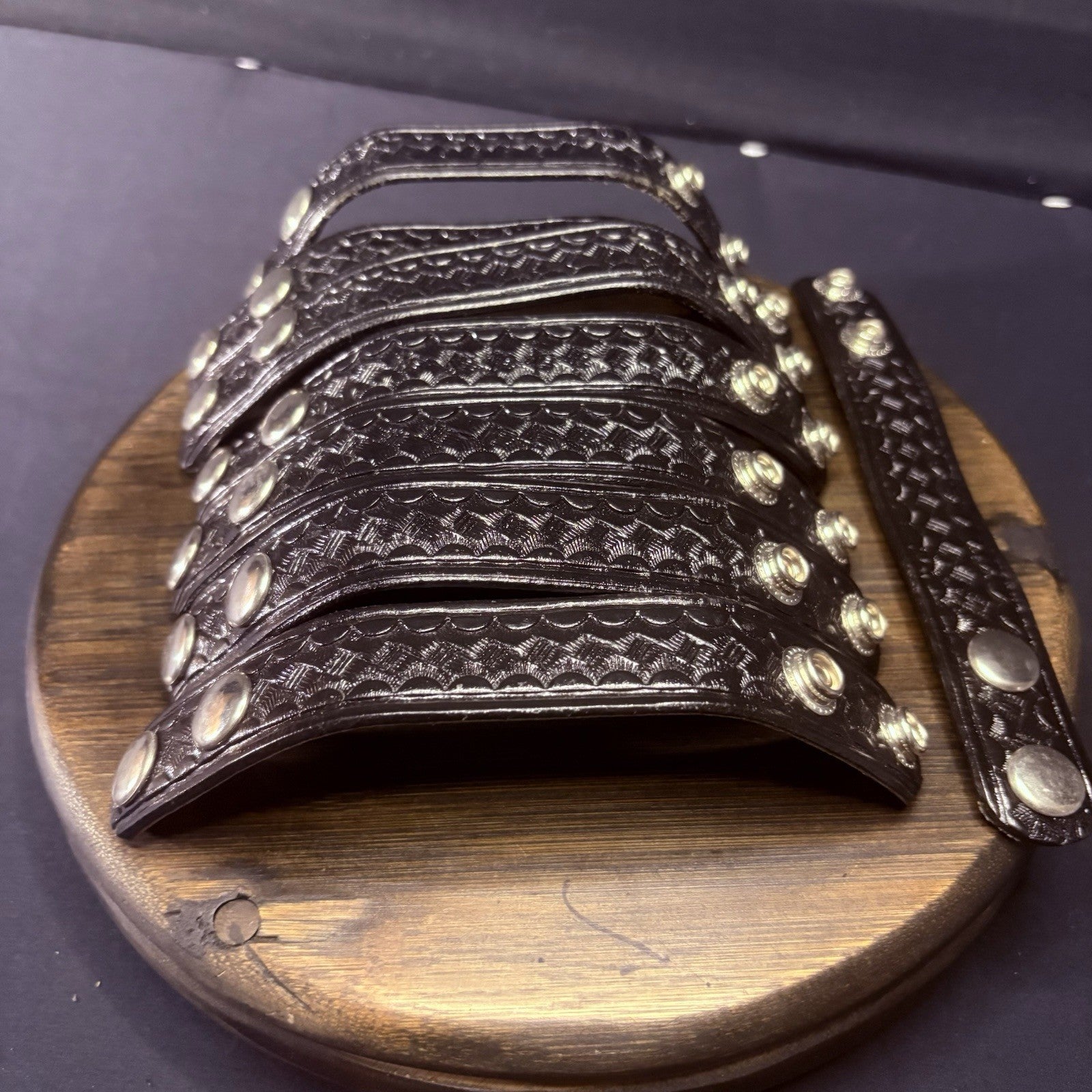 Duty Belt Keeper Basketweave Leather Chrome Double Snap 7.25” (Lot of 8 Keepers)10