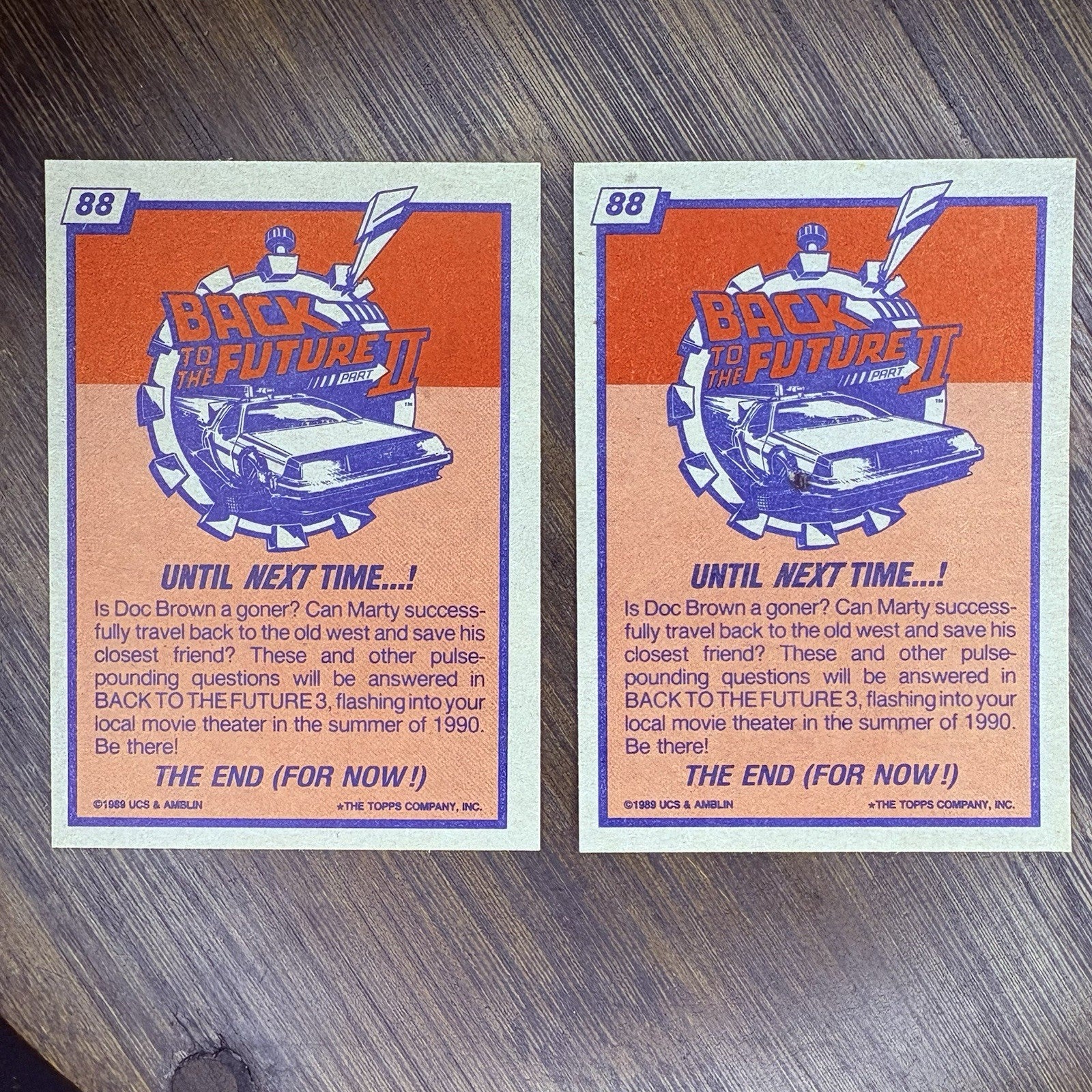 (Lot Of 2) 1989 Topps Back to the Future II #88 "Until Next Time...!" Card1