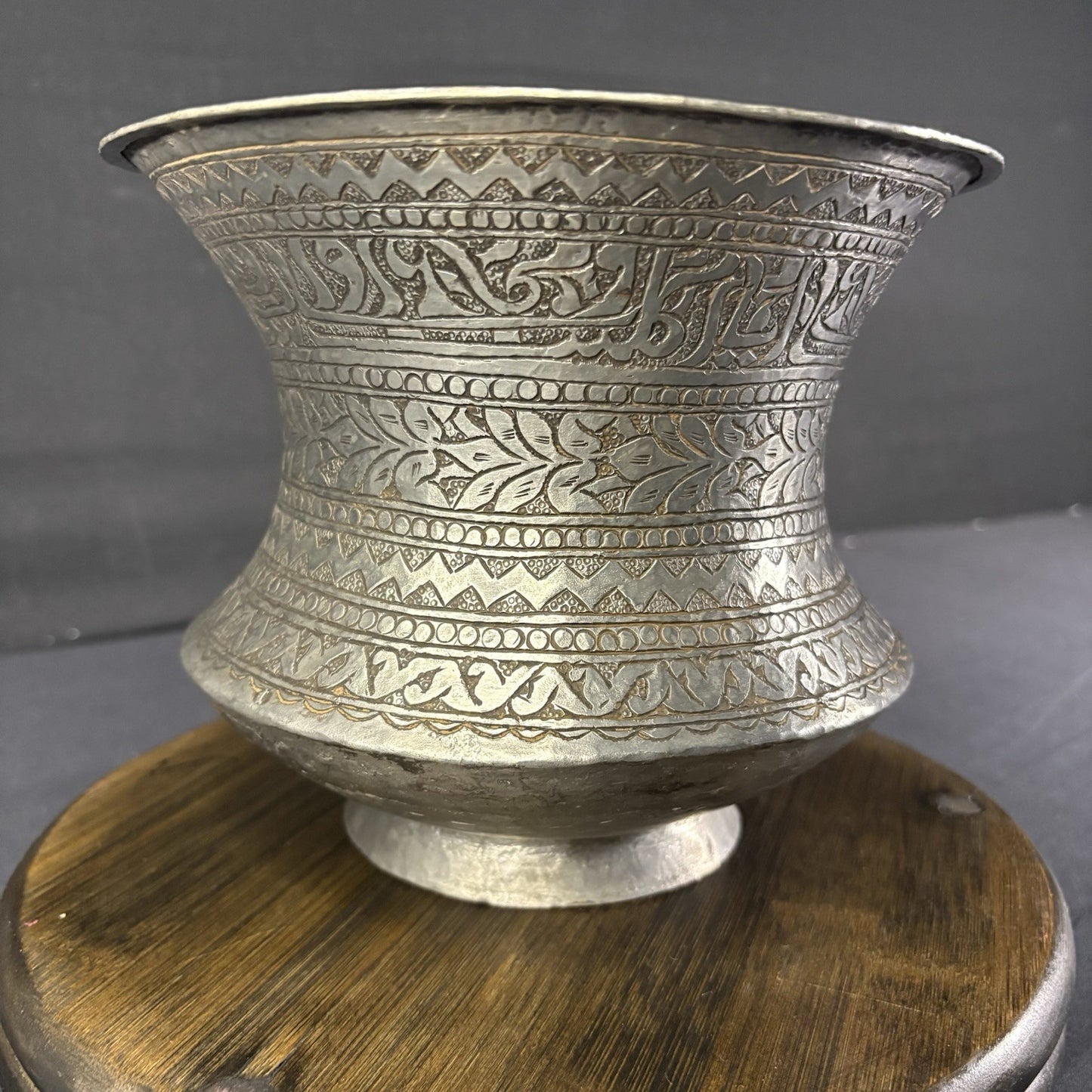 Copper Vessel Hand Hammered Islamic Calligraphy Tinned Qajar Era Late 1800s17