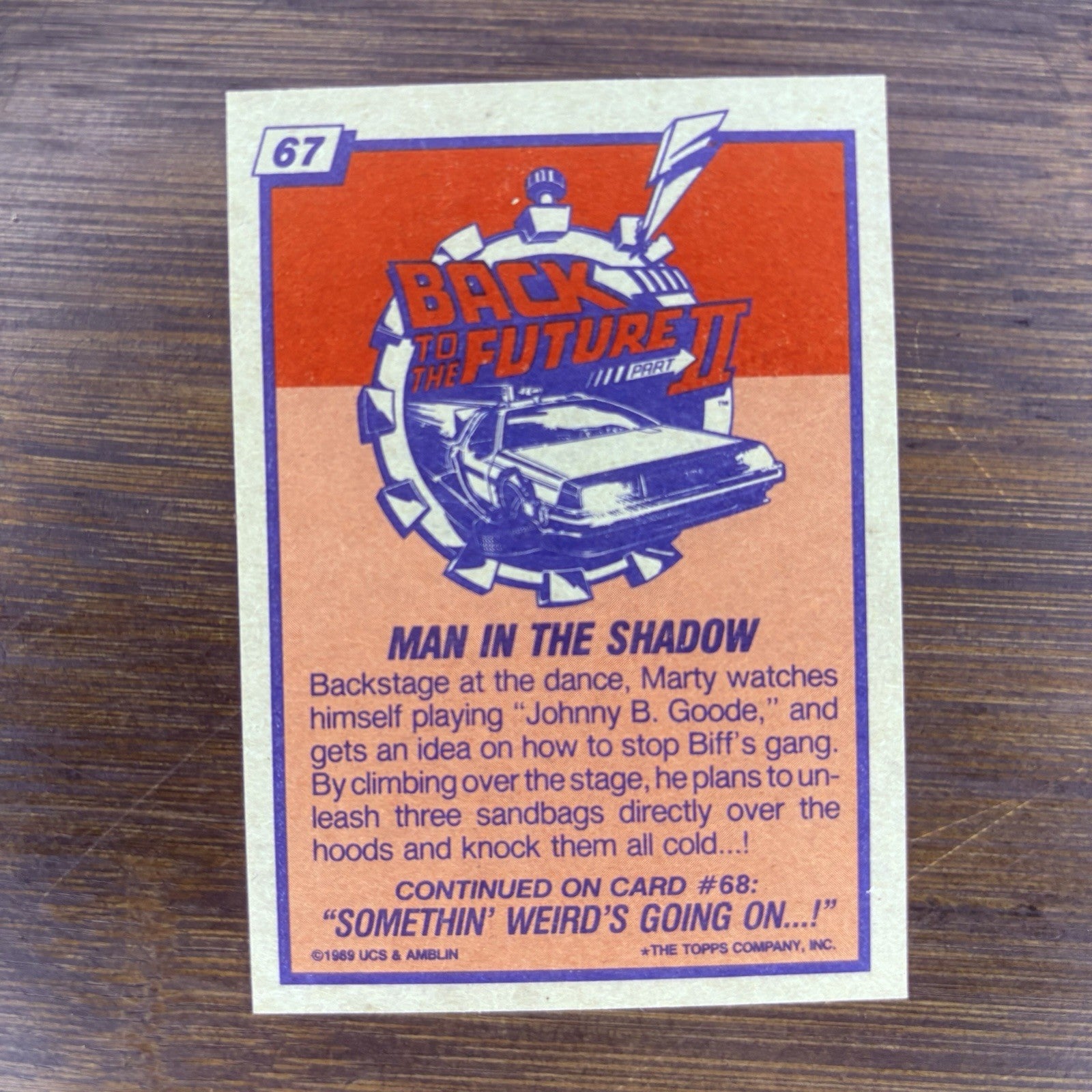 1989 Topps Back to the Future #67 "Man In the Shadow" High Grade Trading Card1