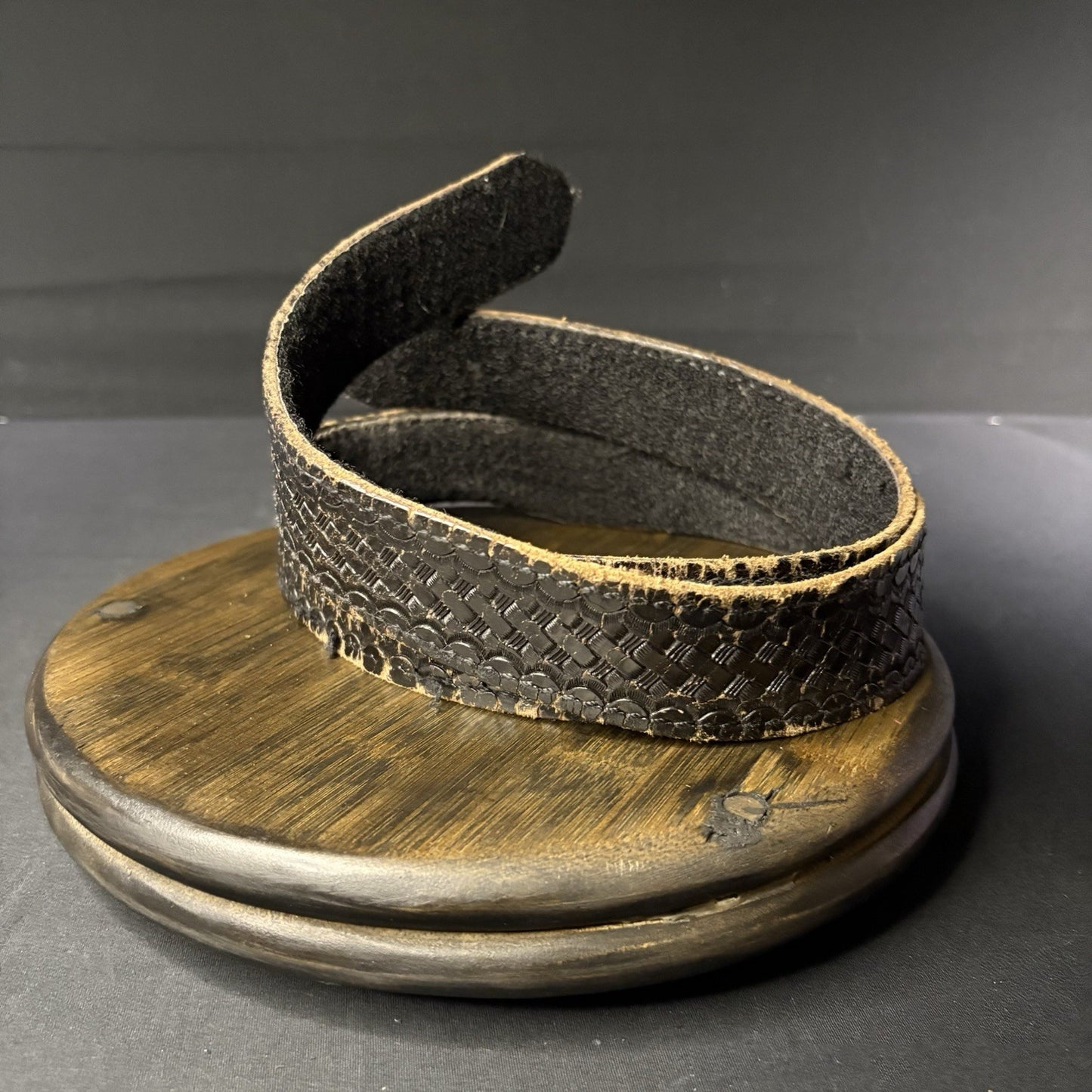 Leather Duty Belt Size: 40” Waist Buckle-less, Black Basket Weave ~DutyMan~3