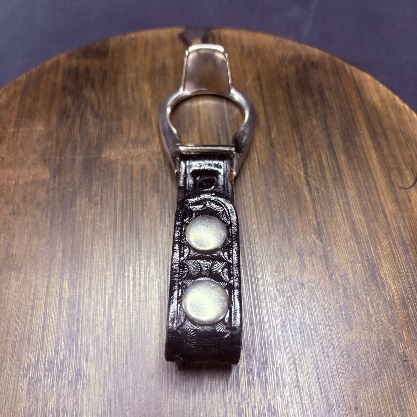 PR-24 Baton Ring Metal Chrome Ring & Double Snap Black Basket Weave2
