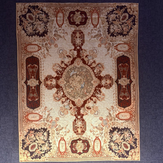Antique French Tapestry 10x8, 19th Century, Hand Woven Aubusson Dragons0