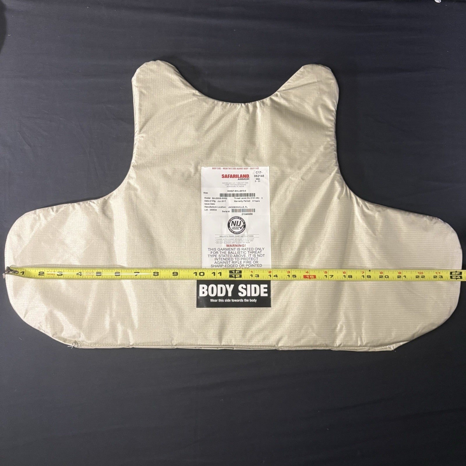 Safariland SX Level 2(II) Armor Size X-Large XL Thinnest Lightest Bullet Proof5