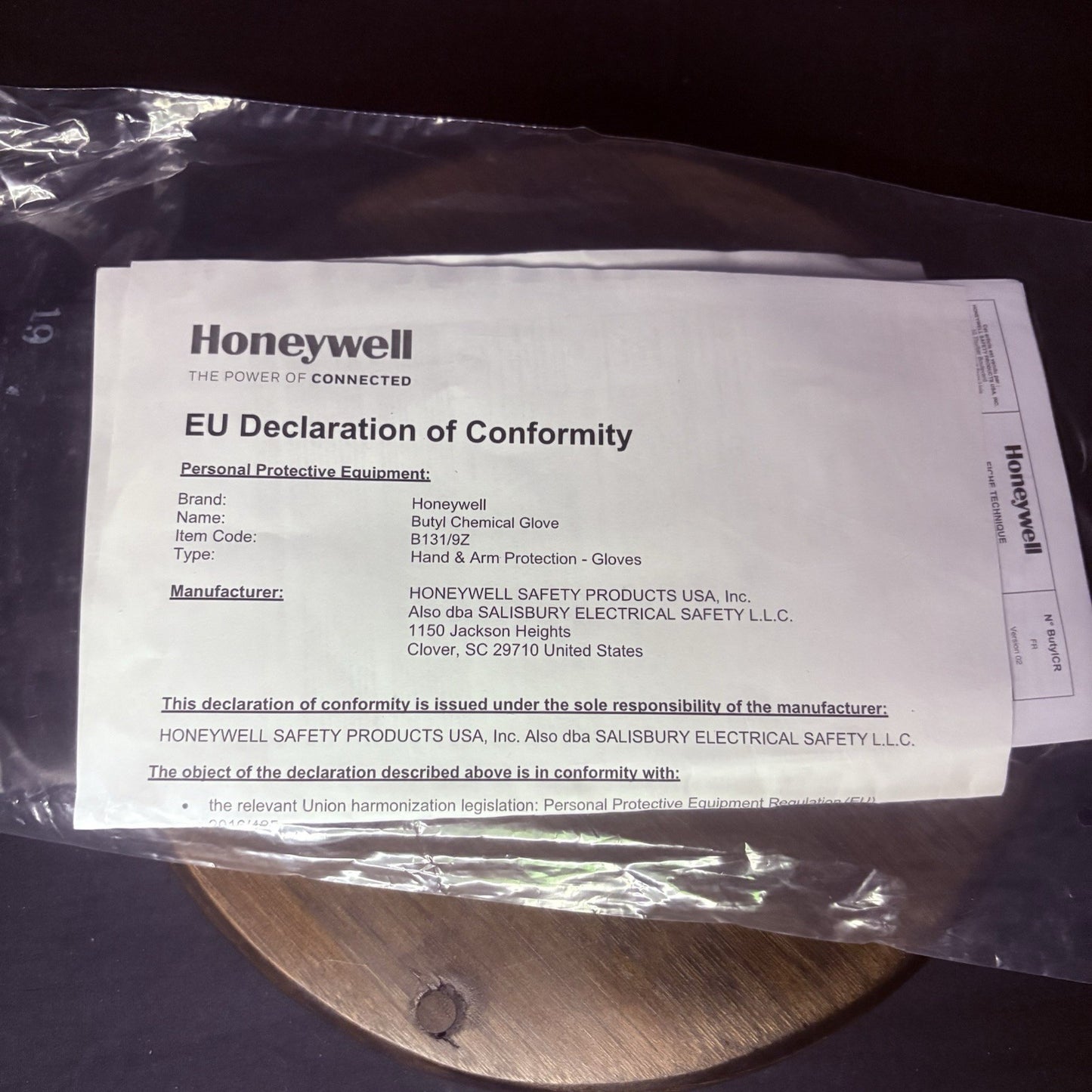 (2 Pack) Honeywell Butyl Gloves North B131/9 Chemical Resistant 13 Mil Sz 912