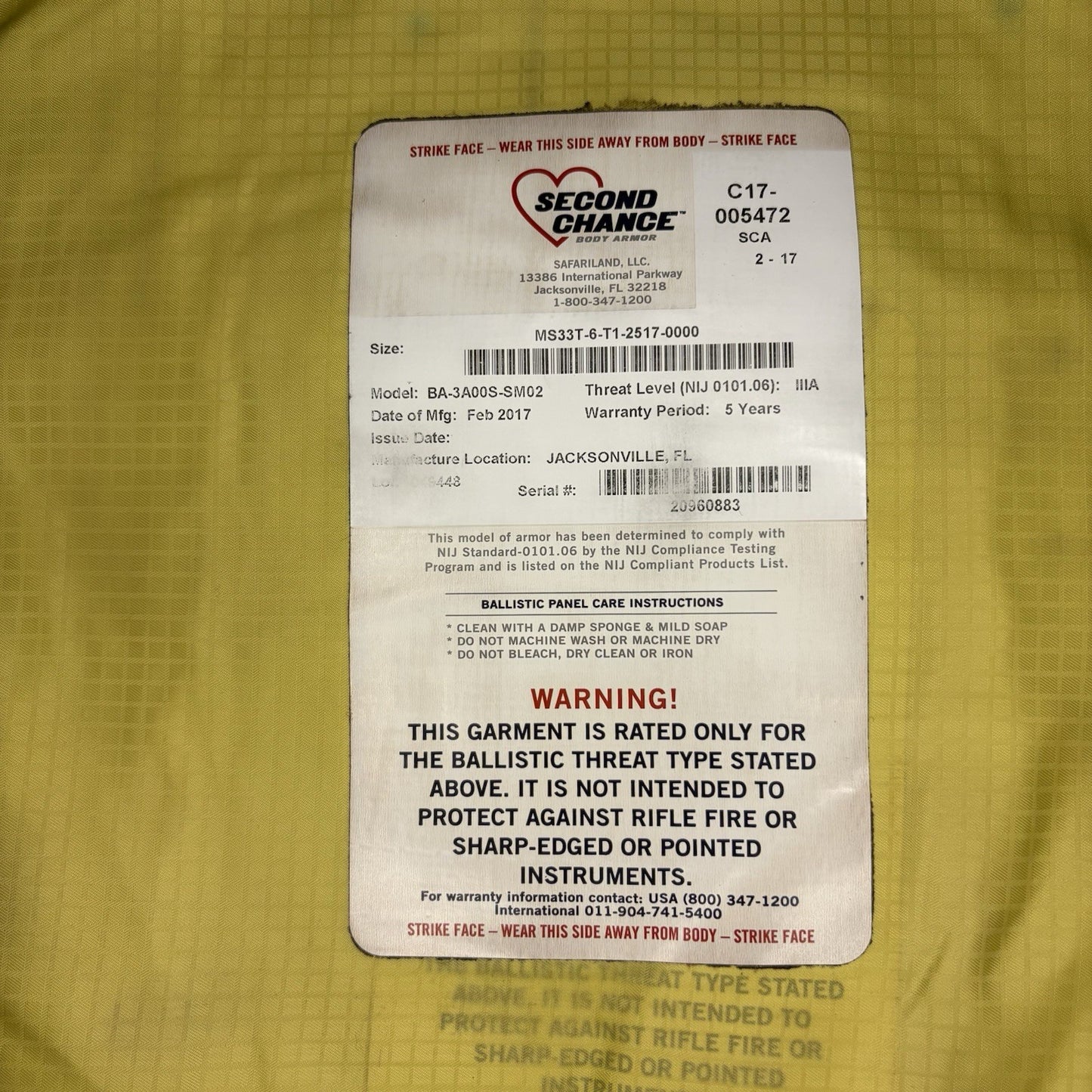 Second Chance 3A Bullet Proof Vest Size XXL Long IIIA Ballistic Concealed Armor10