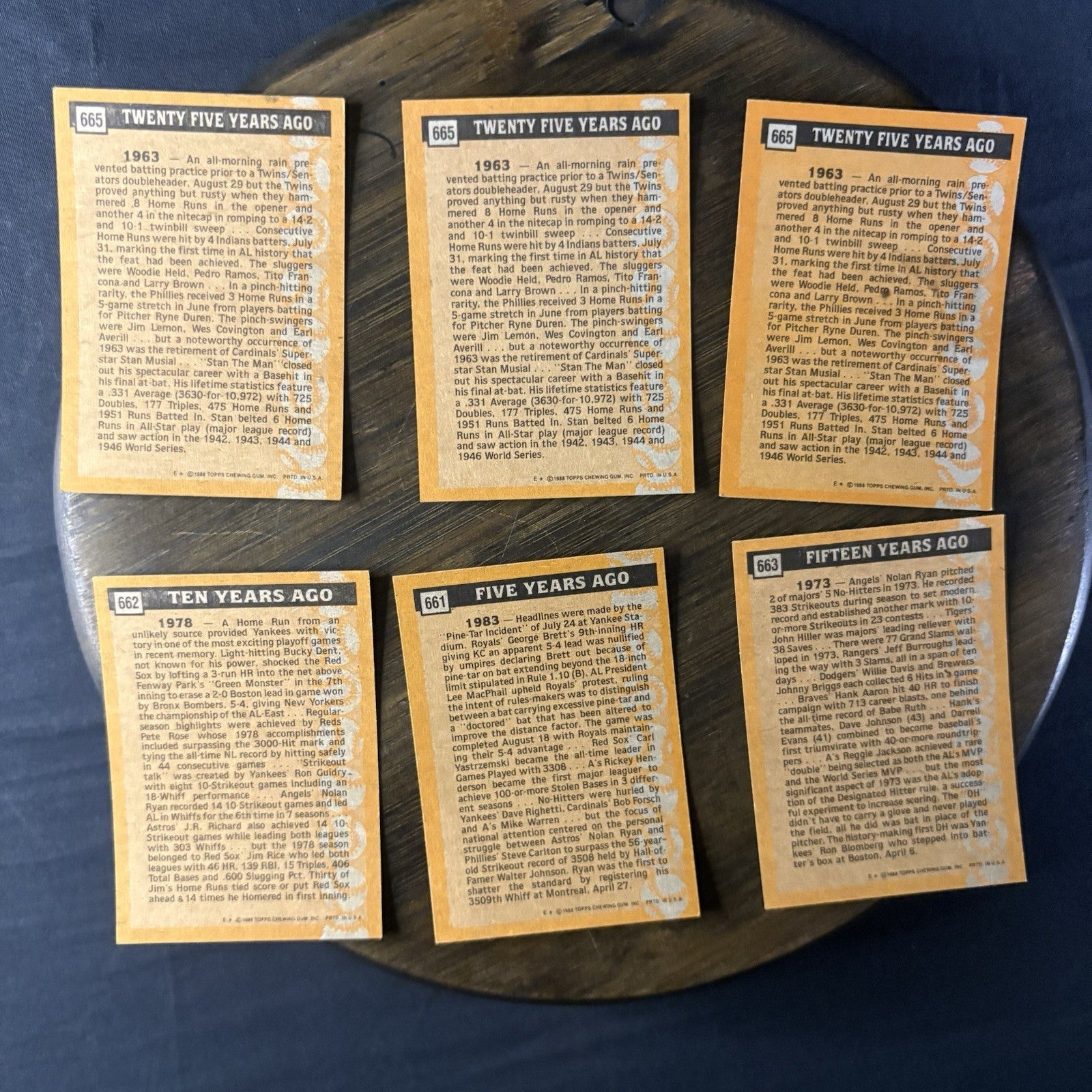 1988 Topps Turn Back the Clock Lot (6) Card #665 #661 #663 #662 High Grade1
