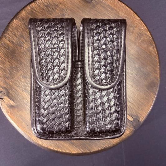 Bianchi 7902 Double Magazine Pouch 10mm/.45 Double Stack Mag Size 4 Basket Weave0