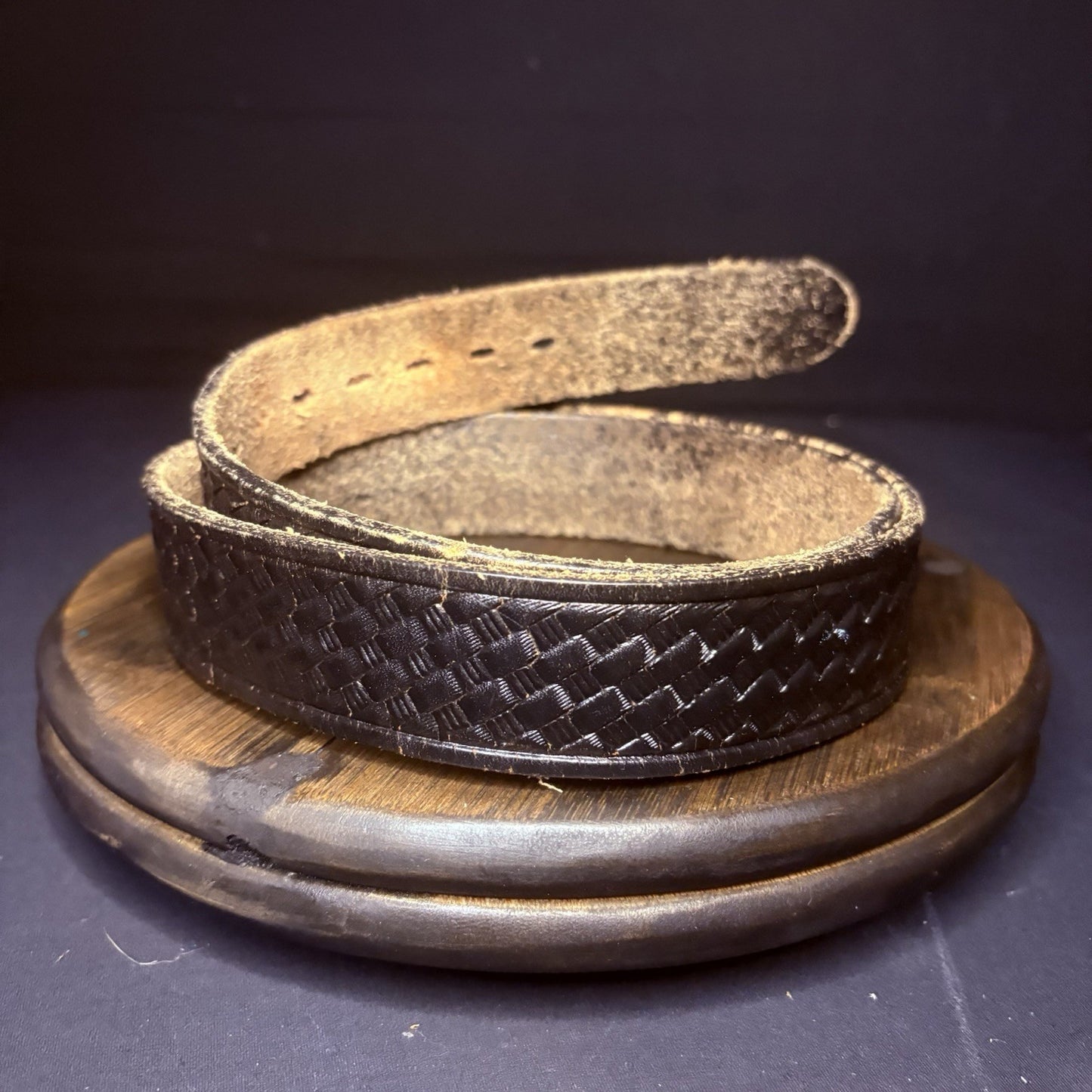 Leather Duty Belt (Size 40") Waist Black Basket Weave Leather2