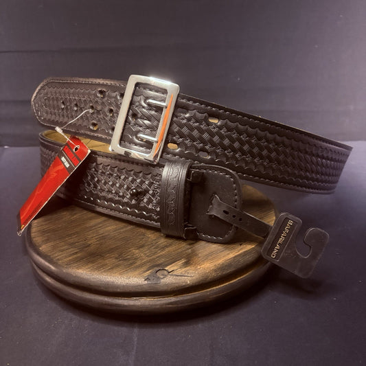 Safariland Model 87 Sam Browne Duty Belt - Size 48 - Basketweave - Black/ Chrome0