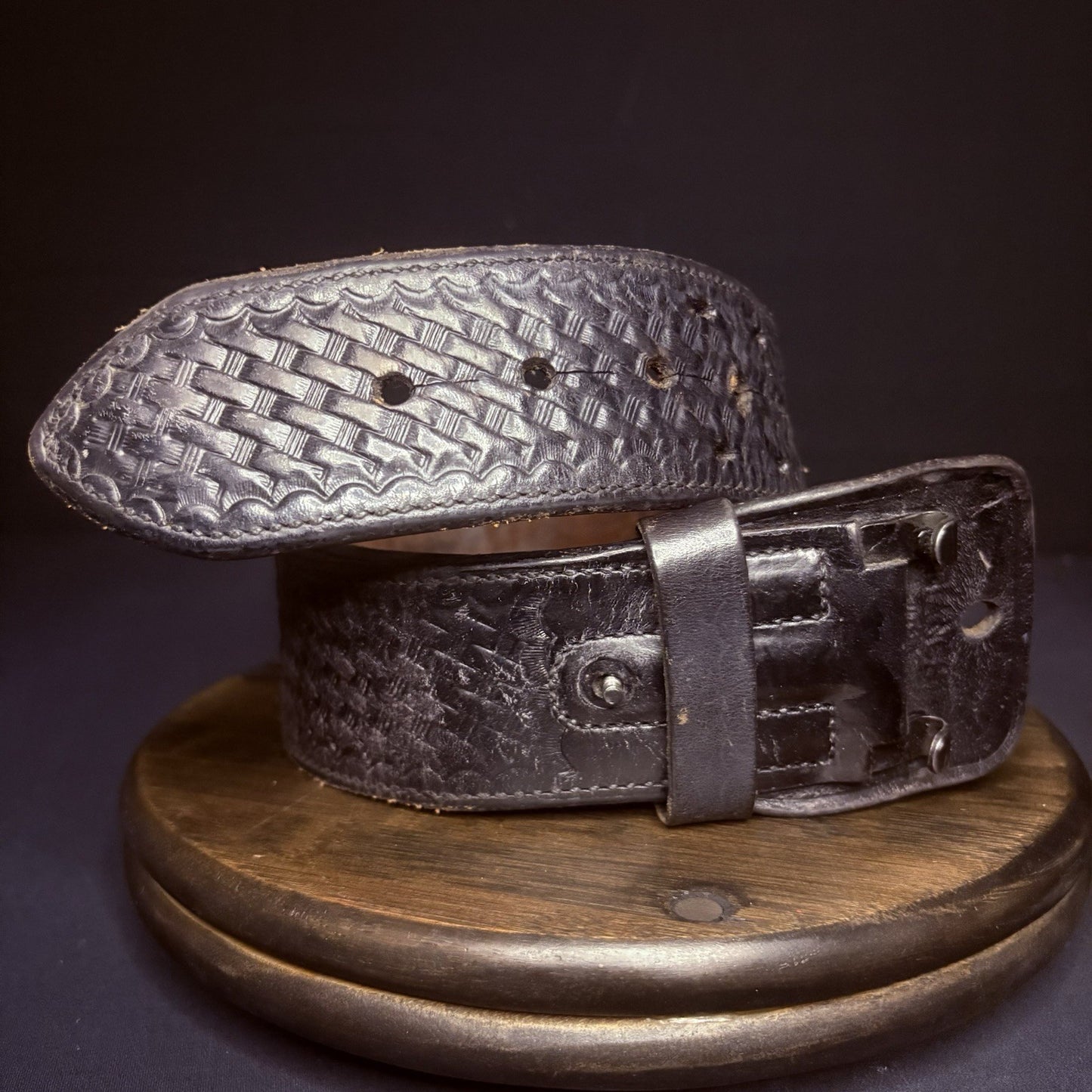 Bianchi Duty Belt (Size 32") Waist Black Basket Weave Leather0