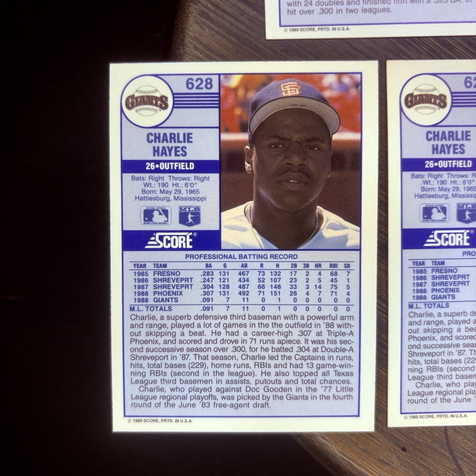 (Lot Of 7) 1989 Score Rookie Cards #644 Jerald Clark, #628 Charlie Hayes, #6369