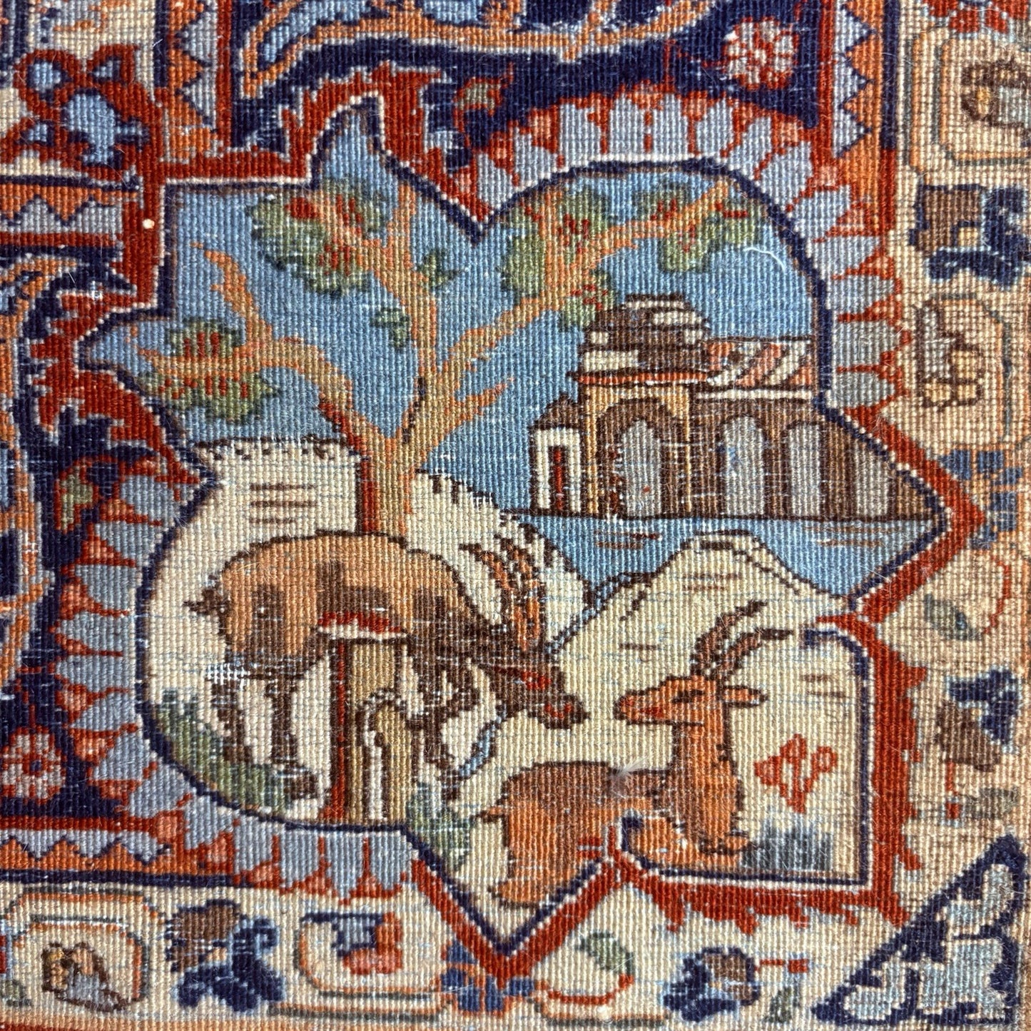 Antique Persian Hand Knotted Pictorial Rug 4'x6' 289 KPSI 1940s Tabrizz Rug17