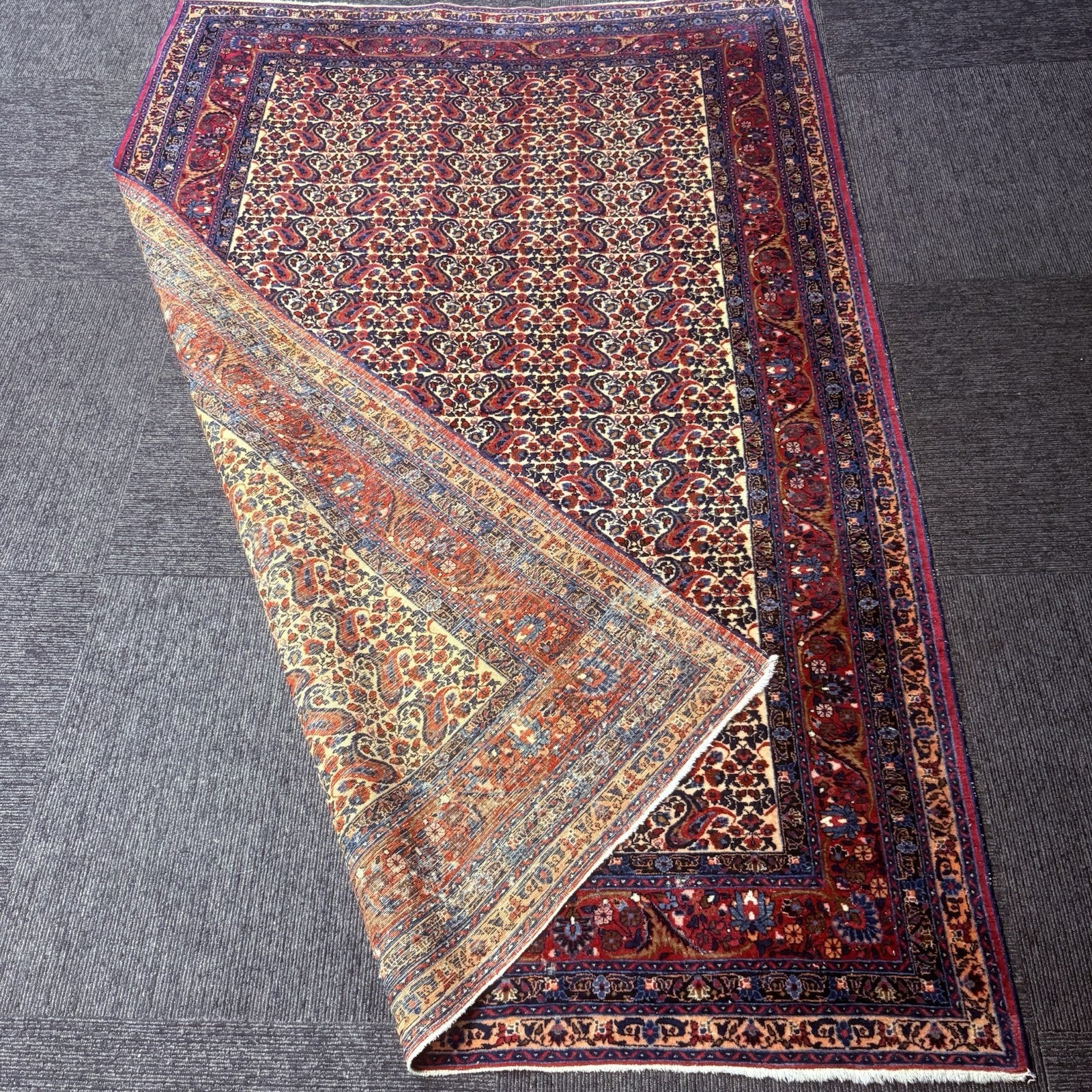 Antique 1910s Persian Bidjar Hand Knotted Paisley Boteh Rug 5x7  342KPSI16