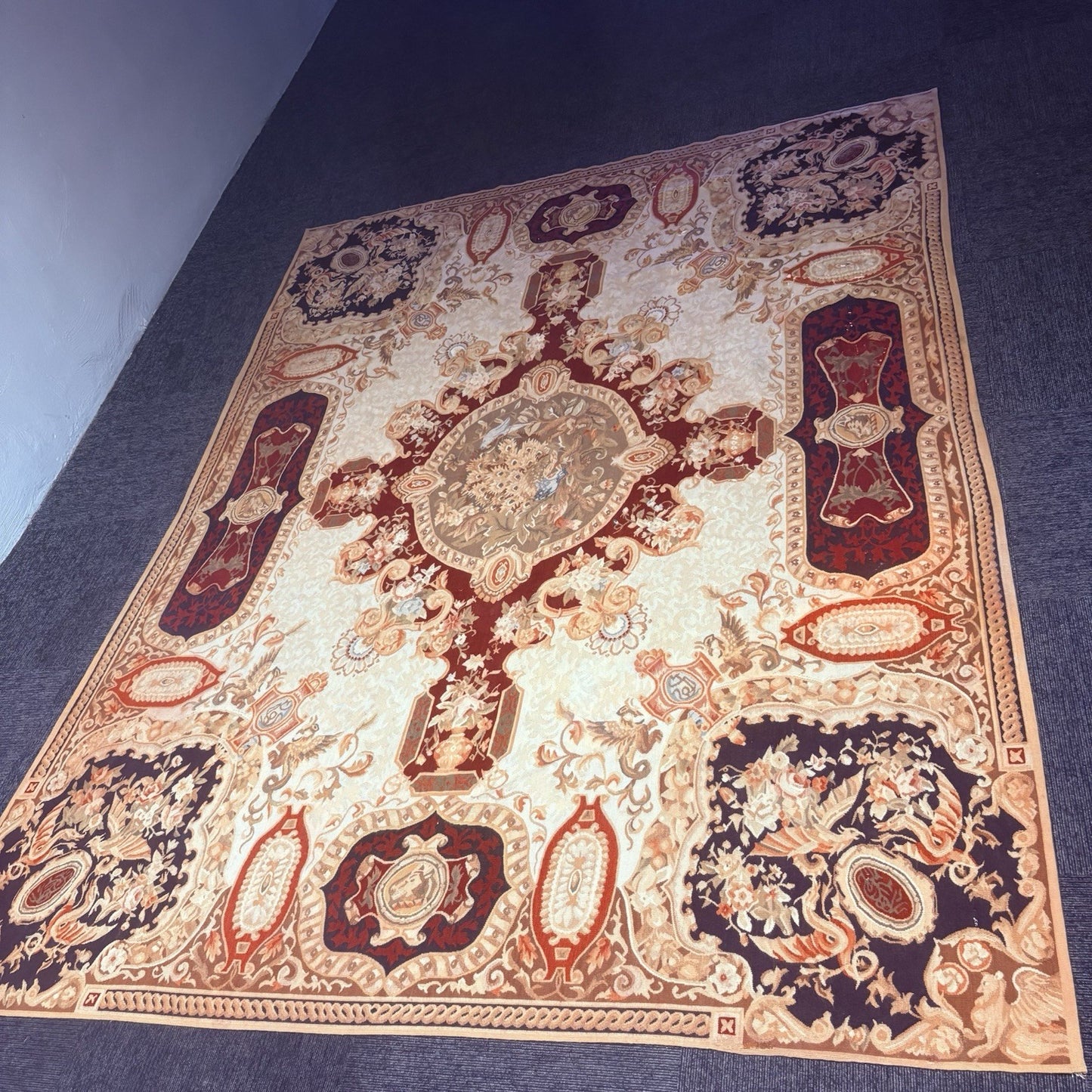 Antique French Tapestry 10x8, 19th Century, Hand Woven Aubusson Dragons22