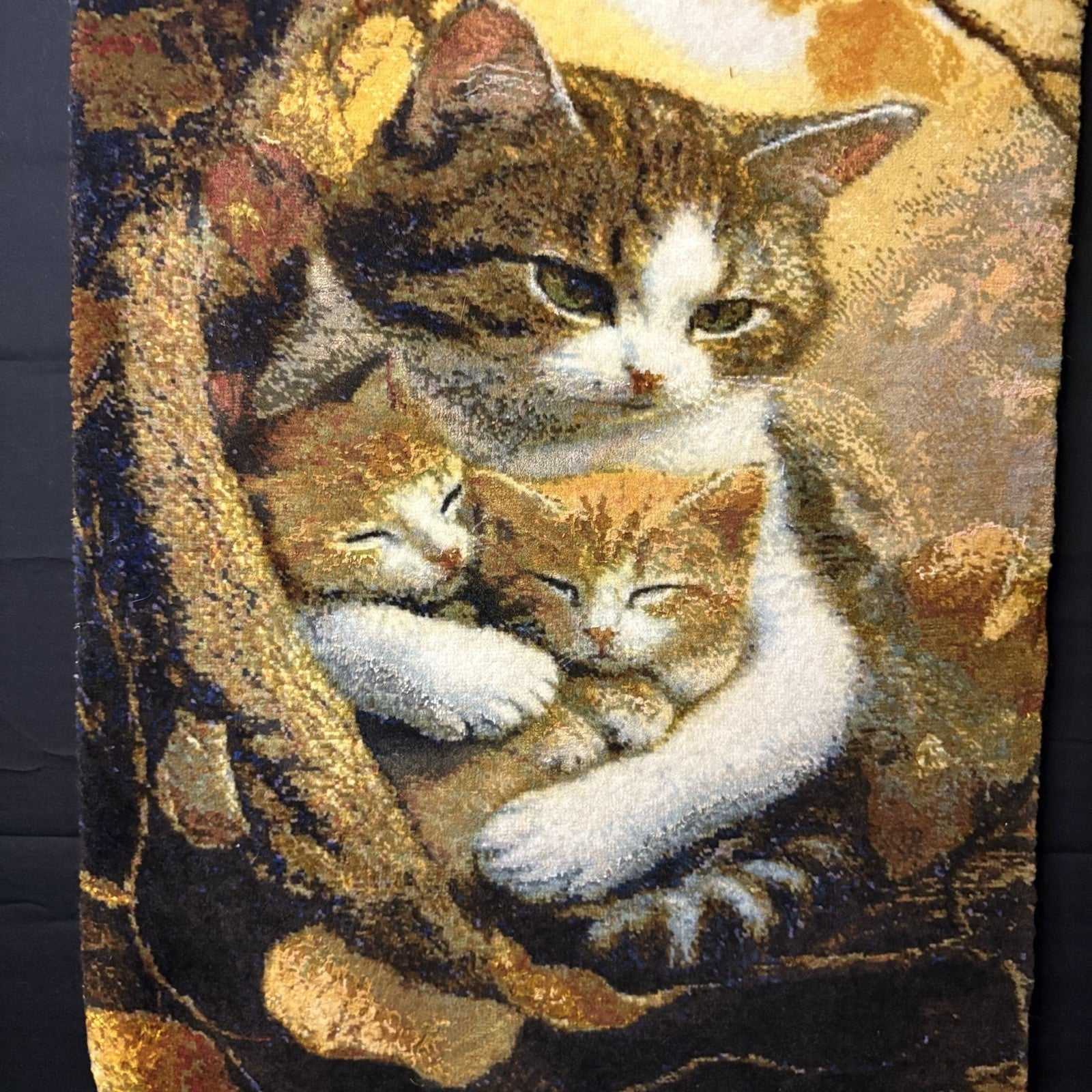 Pictorial Rug Kittens Hand Knotted w/Silk 289KPSI 25”x17” w/Rug Hangers7